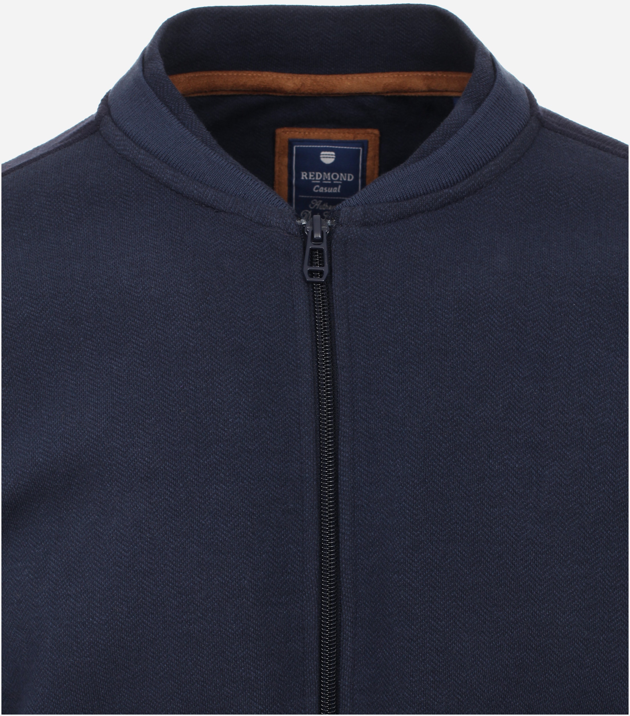 Redmond heren sweatvest katoenmengsel, opstaande kraag, blauw (middeldik)