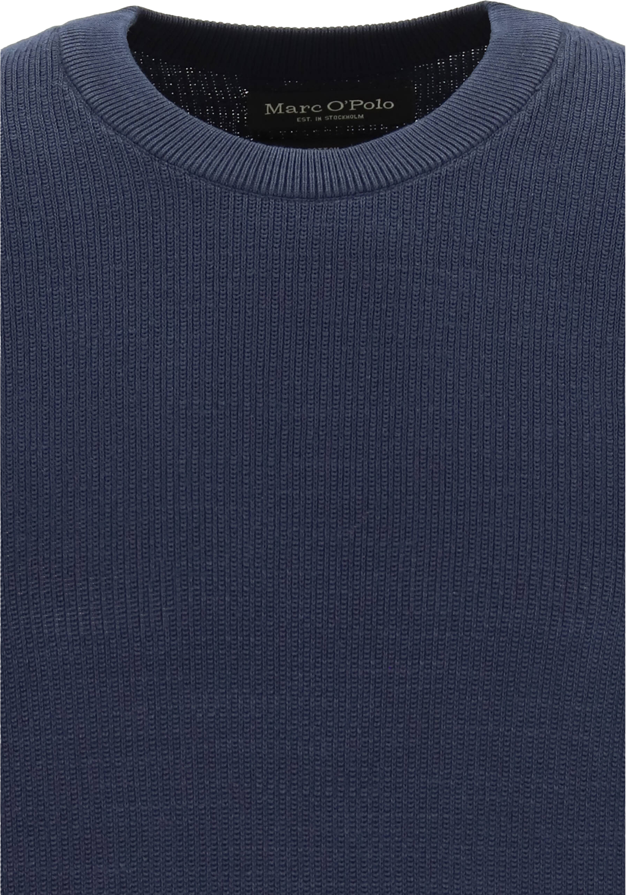 Marc O'Polo regular fit pullover, heren trui katoen met O-hals, donkerblauw (middeldik)