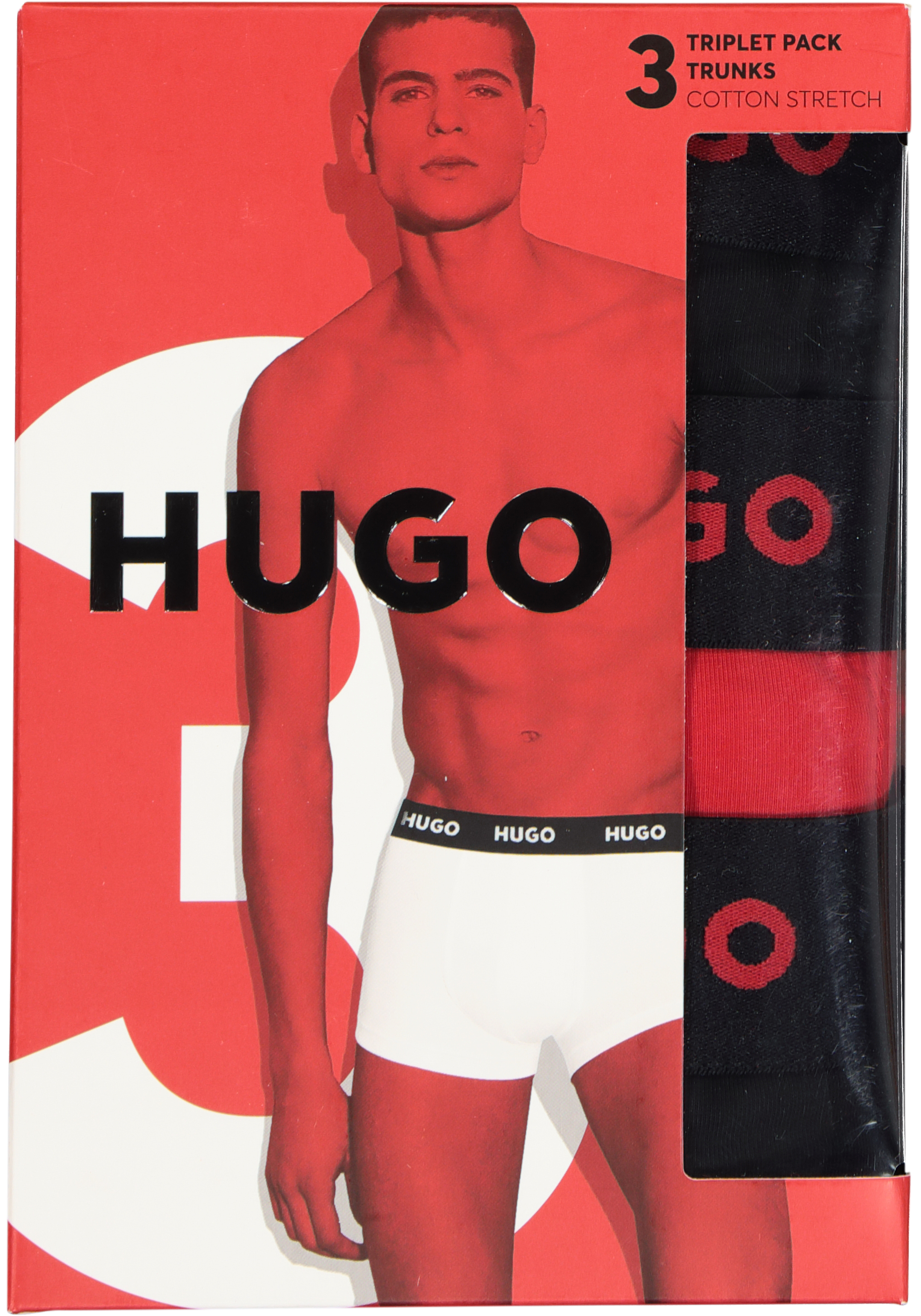 HUGO trunks (3-pack), heren boxers kort, multicolor (set met verschillende kleuren)