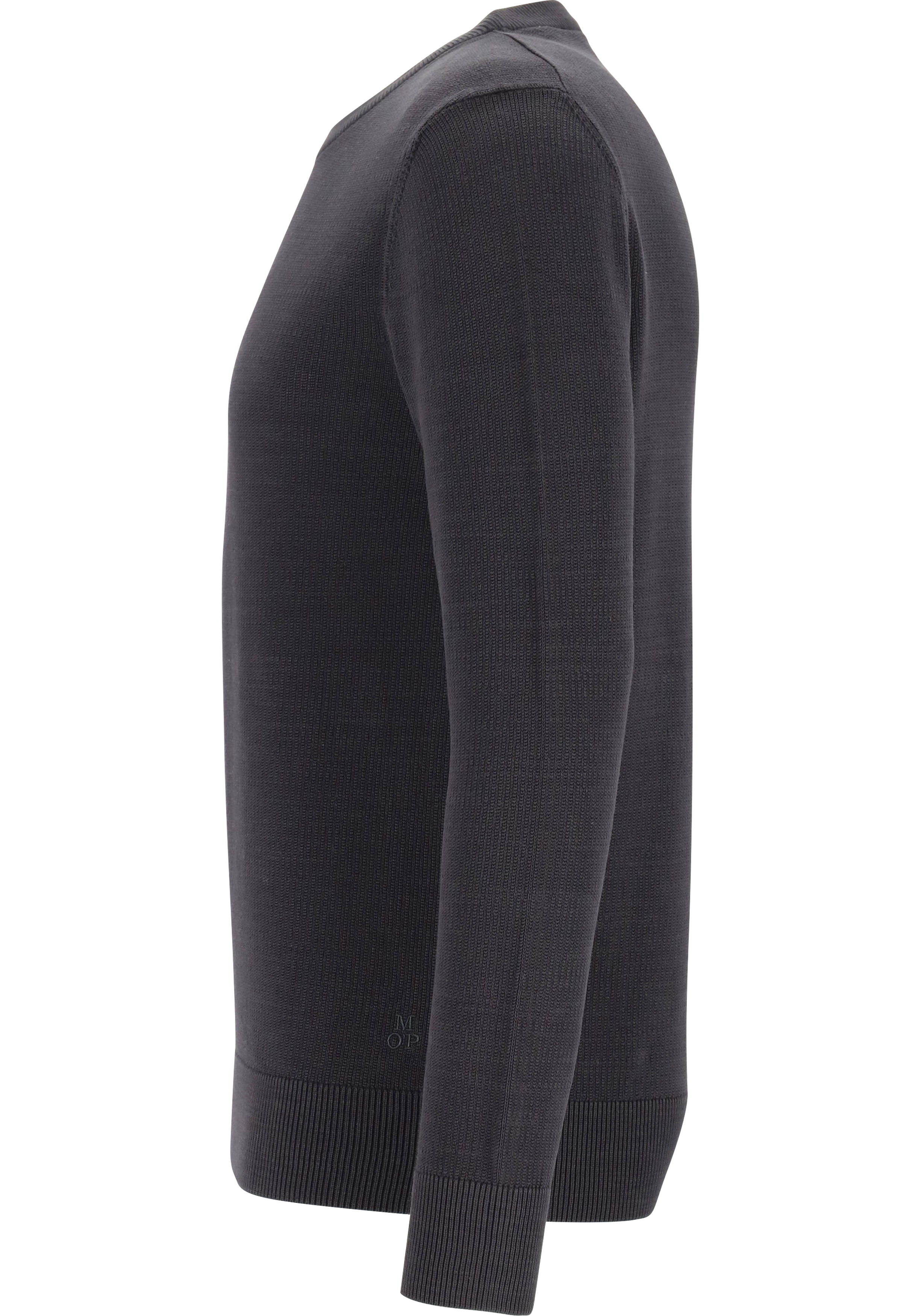 Marc O'Polo regular fit pullover, heren trui katoen met O-hals, zwart (middeldik)