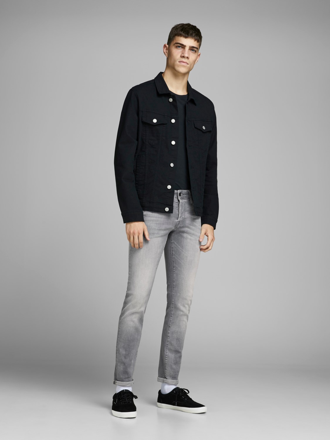 JACK & JONES Glenn Icon loose fit, heren jeans, grijs denim