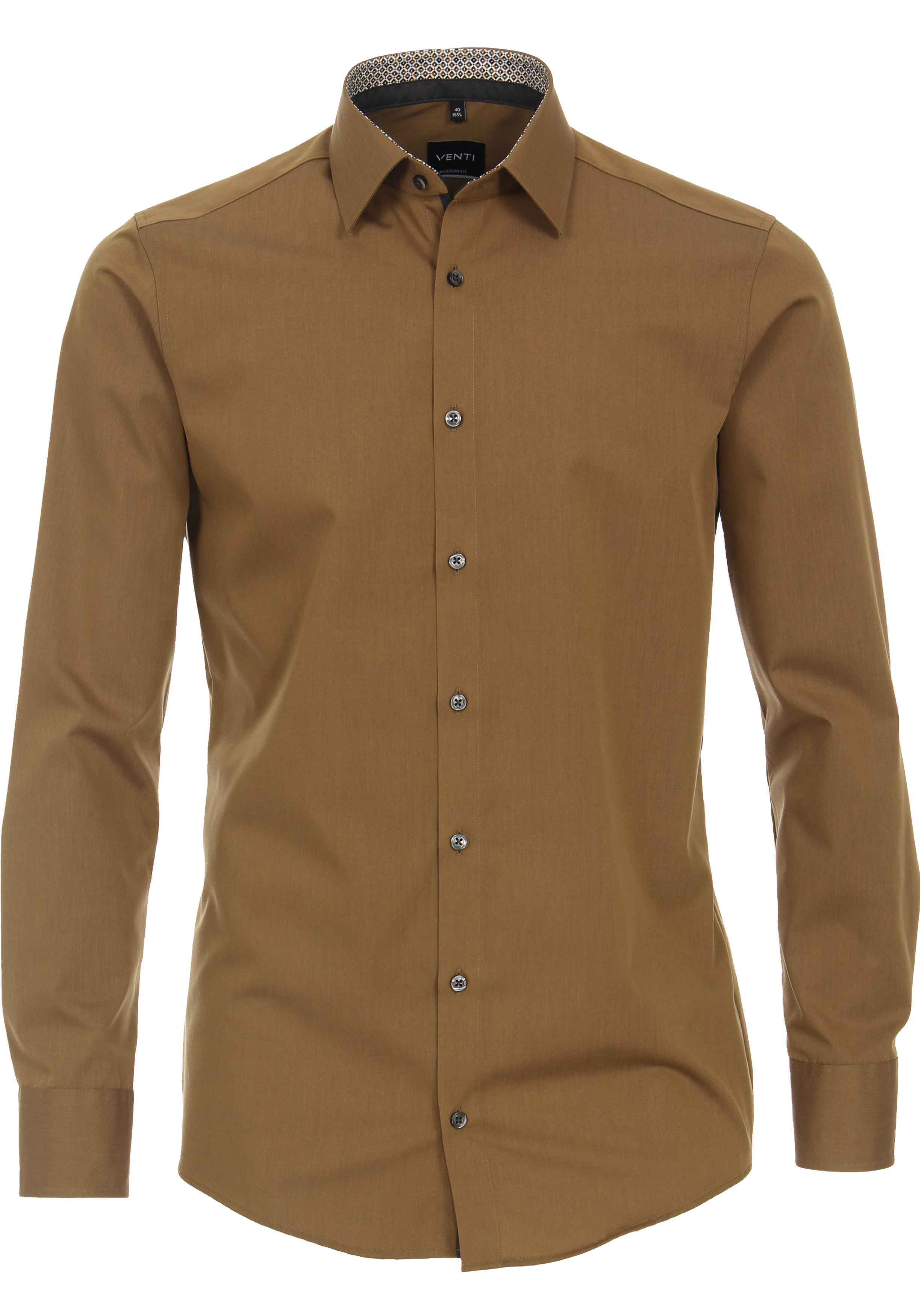 VENTI modern fit overhemd, popeline, okergeel