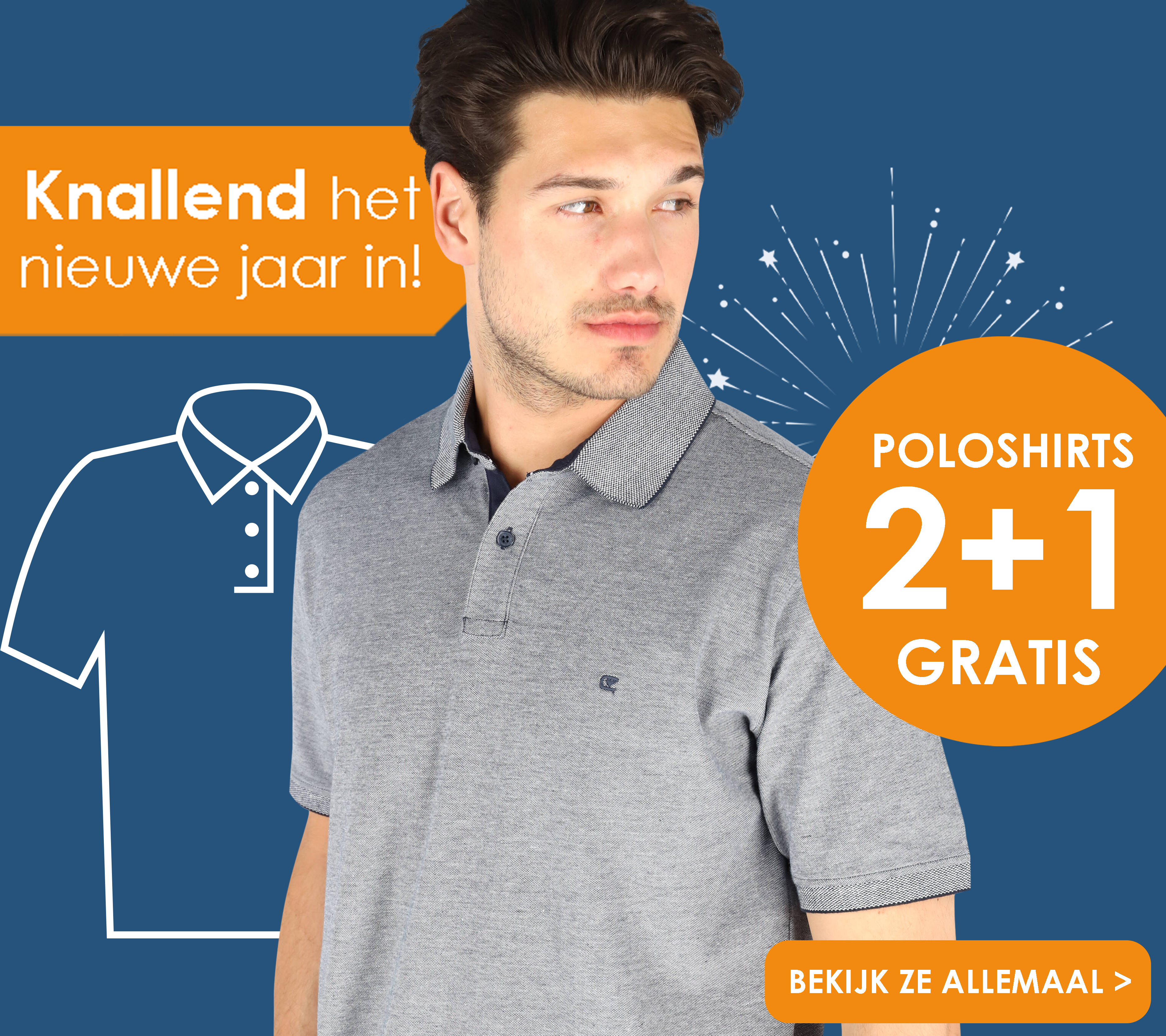 Knallend het nieuwe jaar in, poloshirts 2 + 1 gratis bij HemdVoorHem, bekijk ze allemaal!