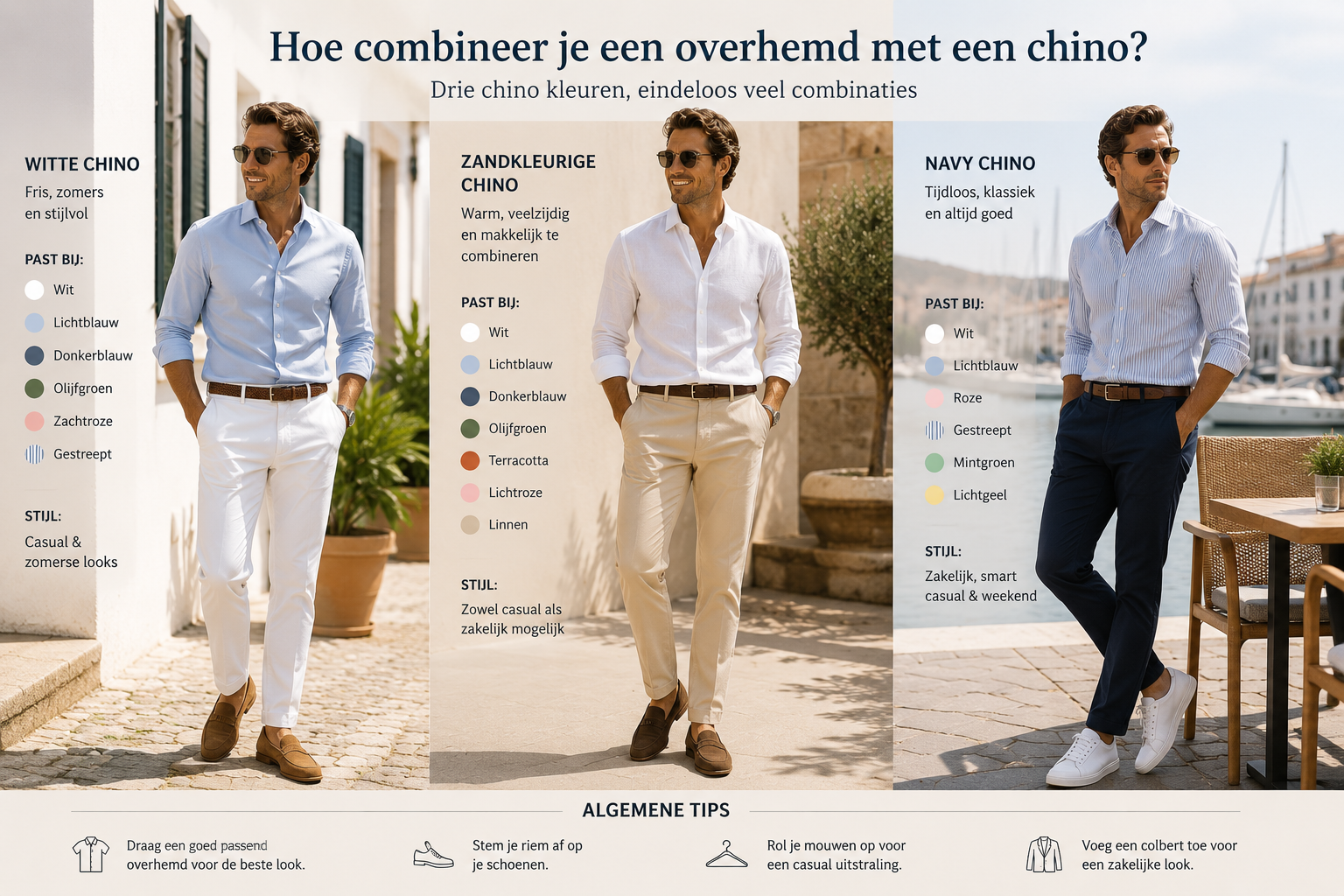 Hoe combineer je een overhemd met een chino?