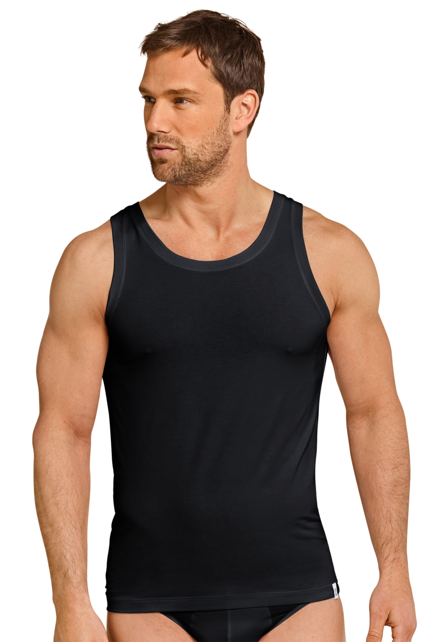 SCHIESSER Long Life Soft singlet (1-pack), heren shirt mouwloos blauwzwart