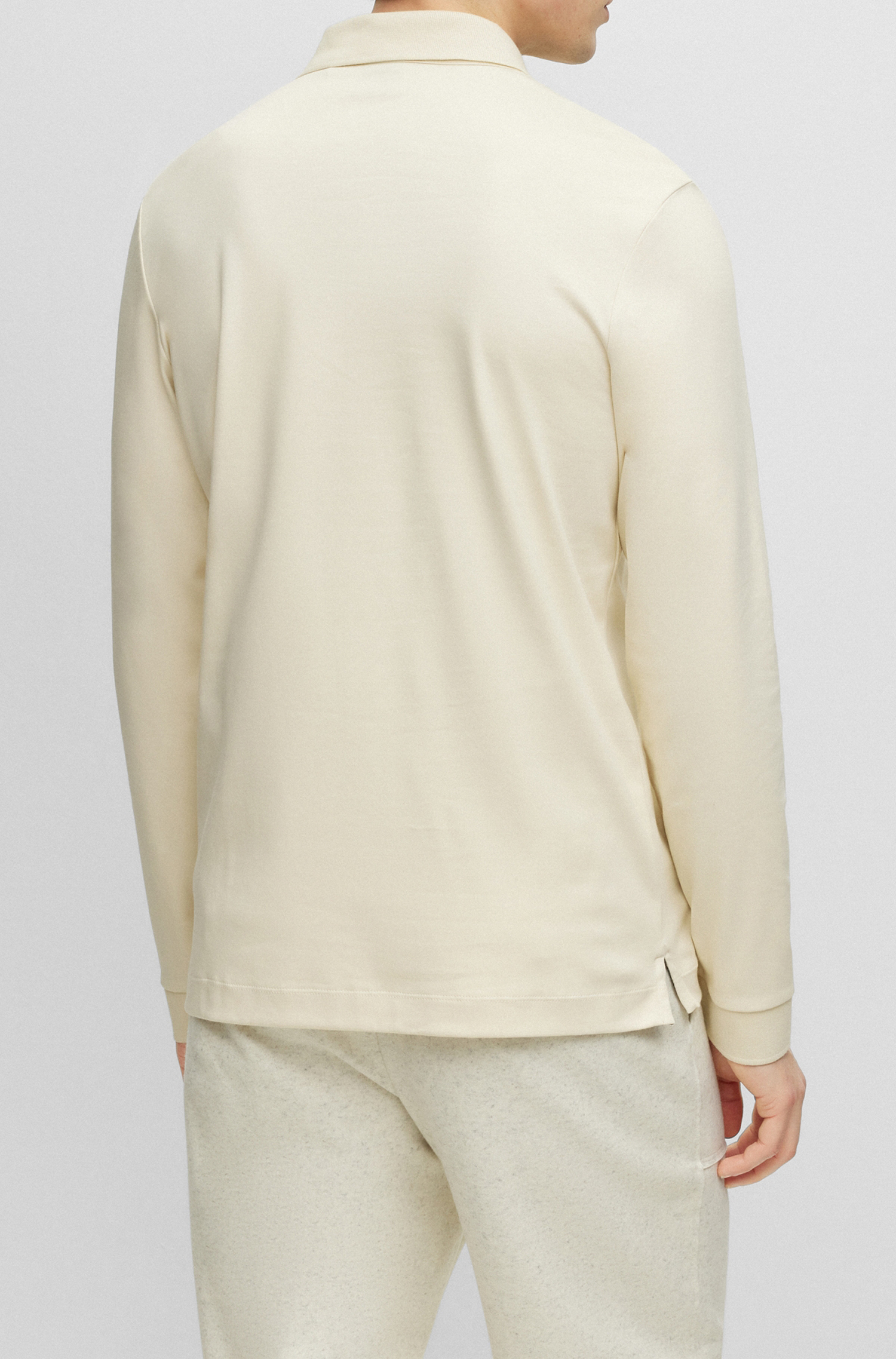 BOSS Pado regular fit polo lange mouw, jersey, wit