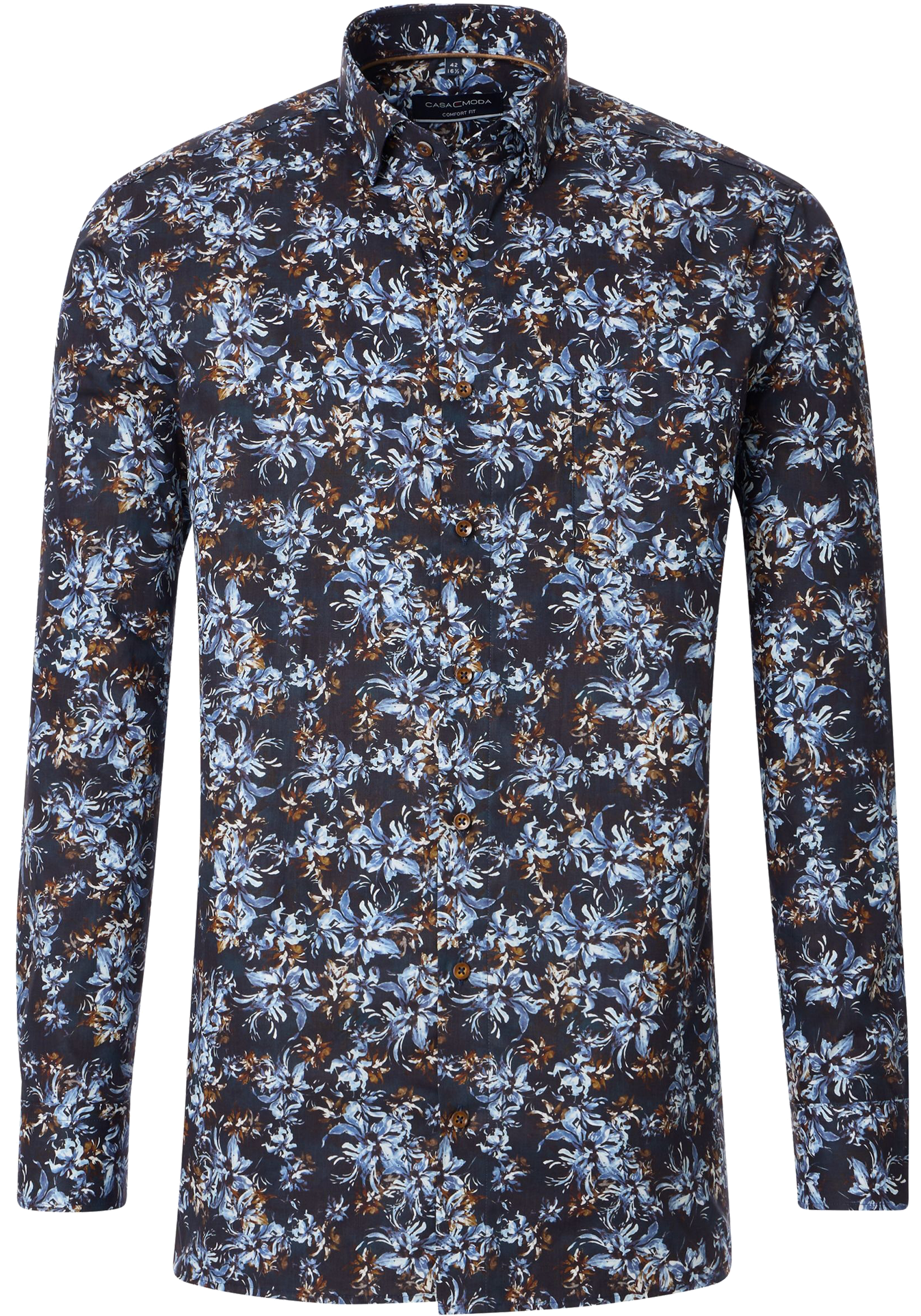 CASA MODA comfort fit overhemd, popeline, blauw dessin