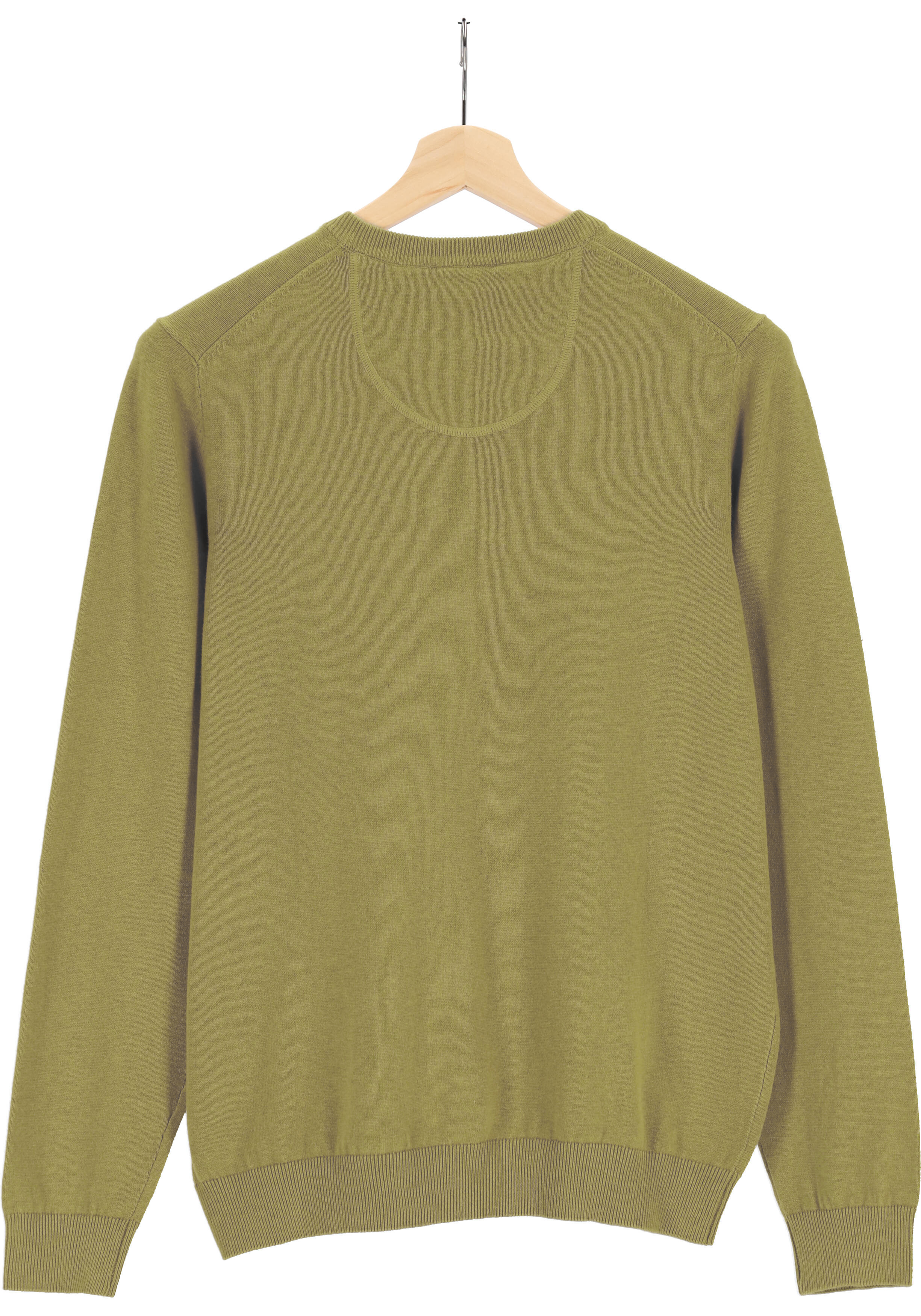 MARVELIS modern fit trui katoen, V-hals, lime groen