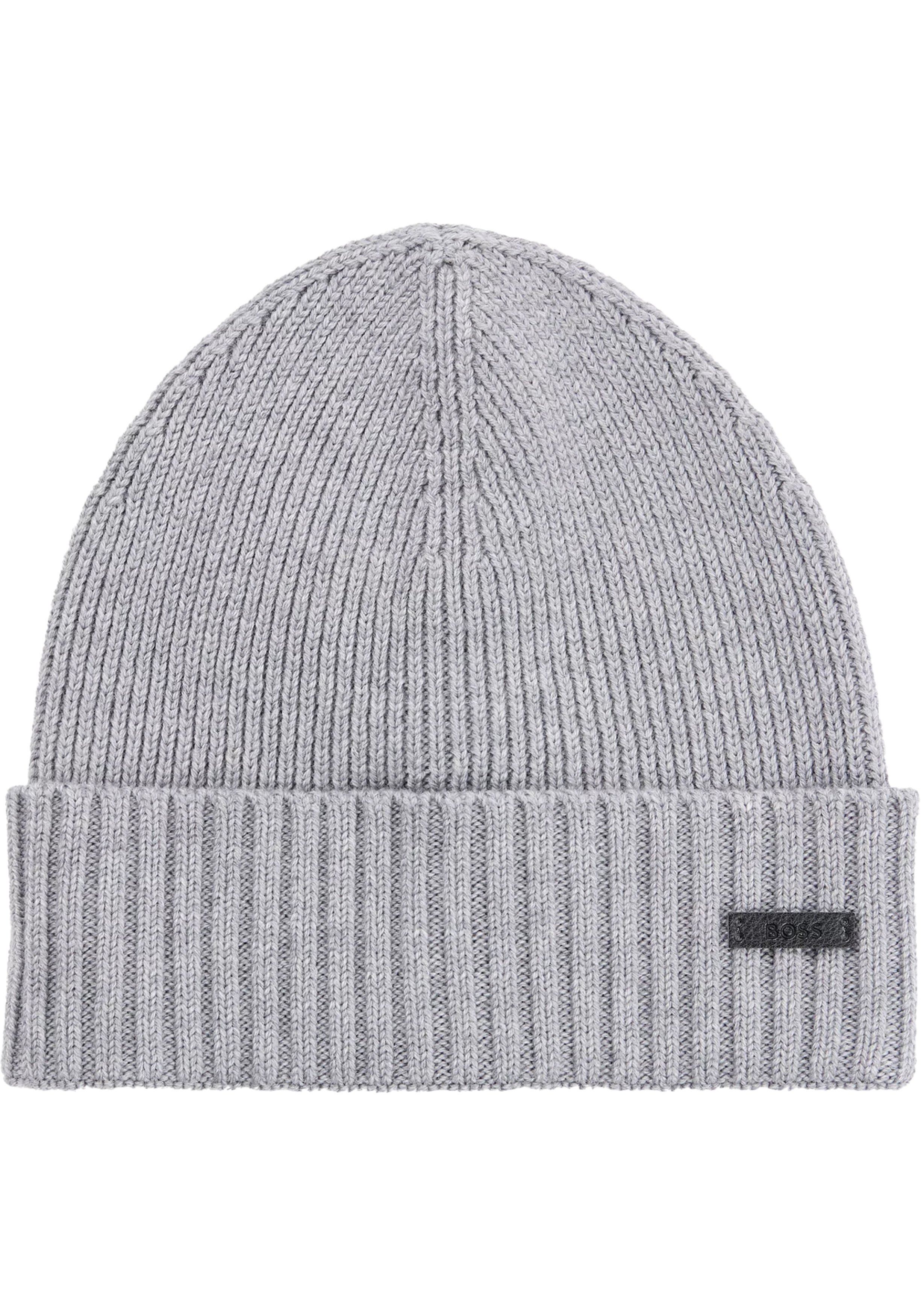 HUGO BOSS muts wol, heren muts met omslag, zilver