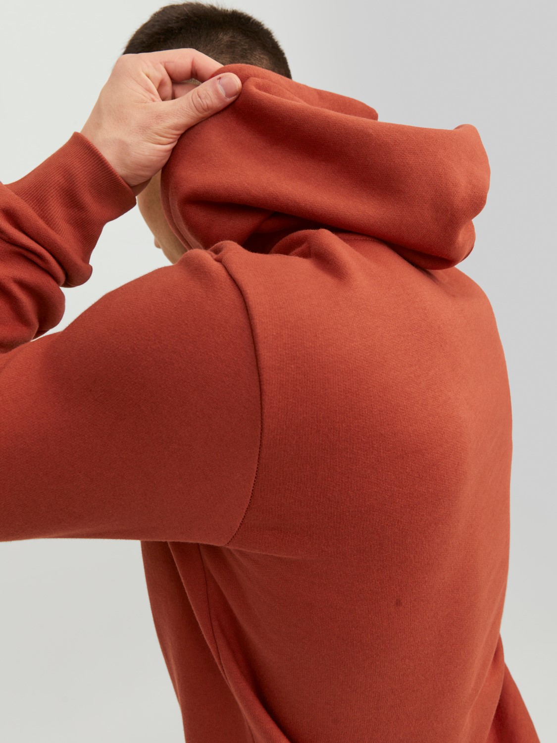 JACK & JONES Logo sweat hood regular fit, heren hoodie katoenmengsel met capuchon, warm oranje
