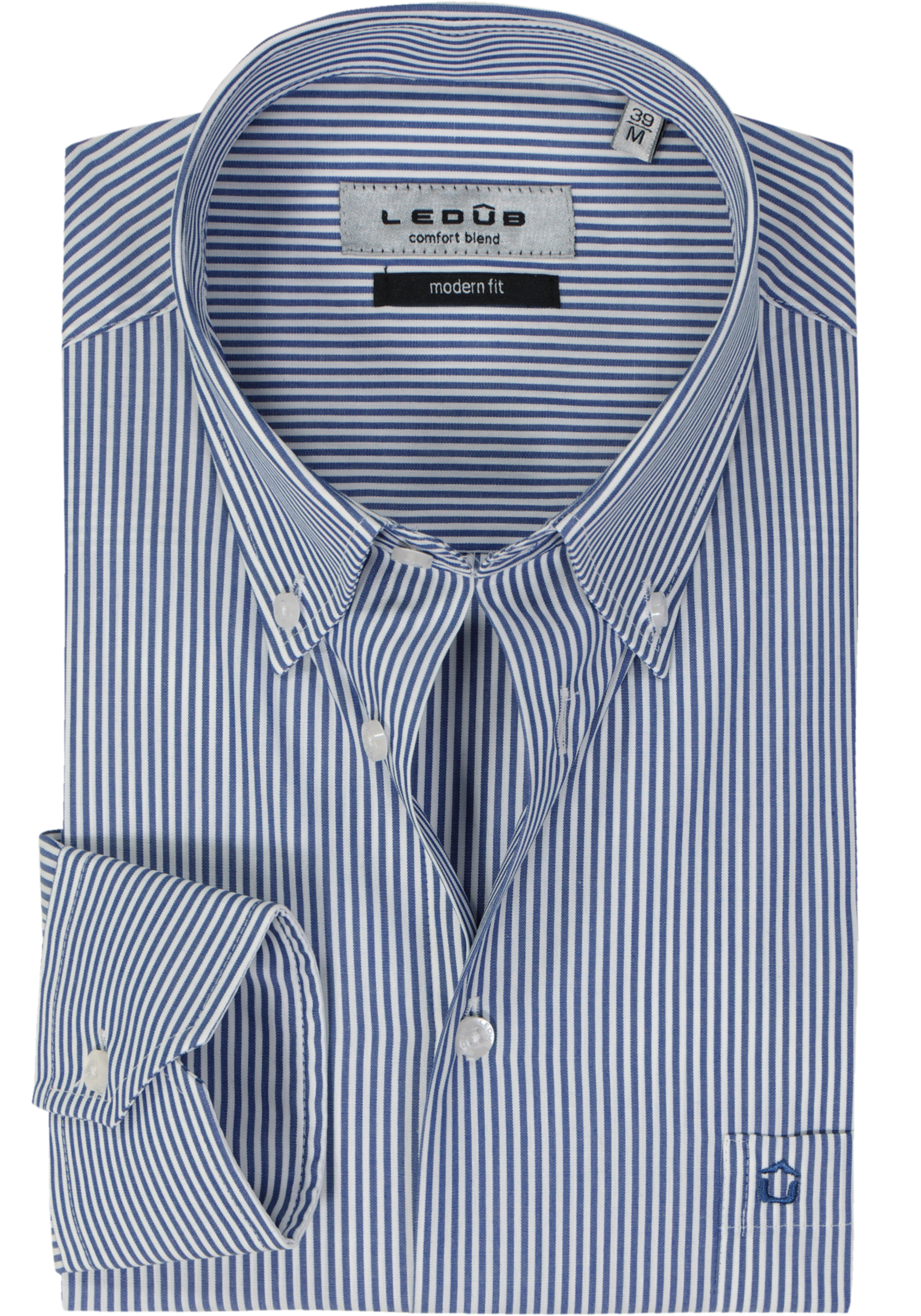 Ledub modern fit overhemd, donkerblauw