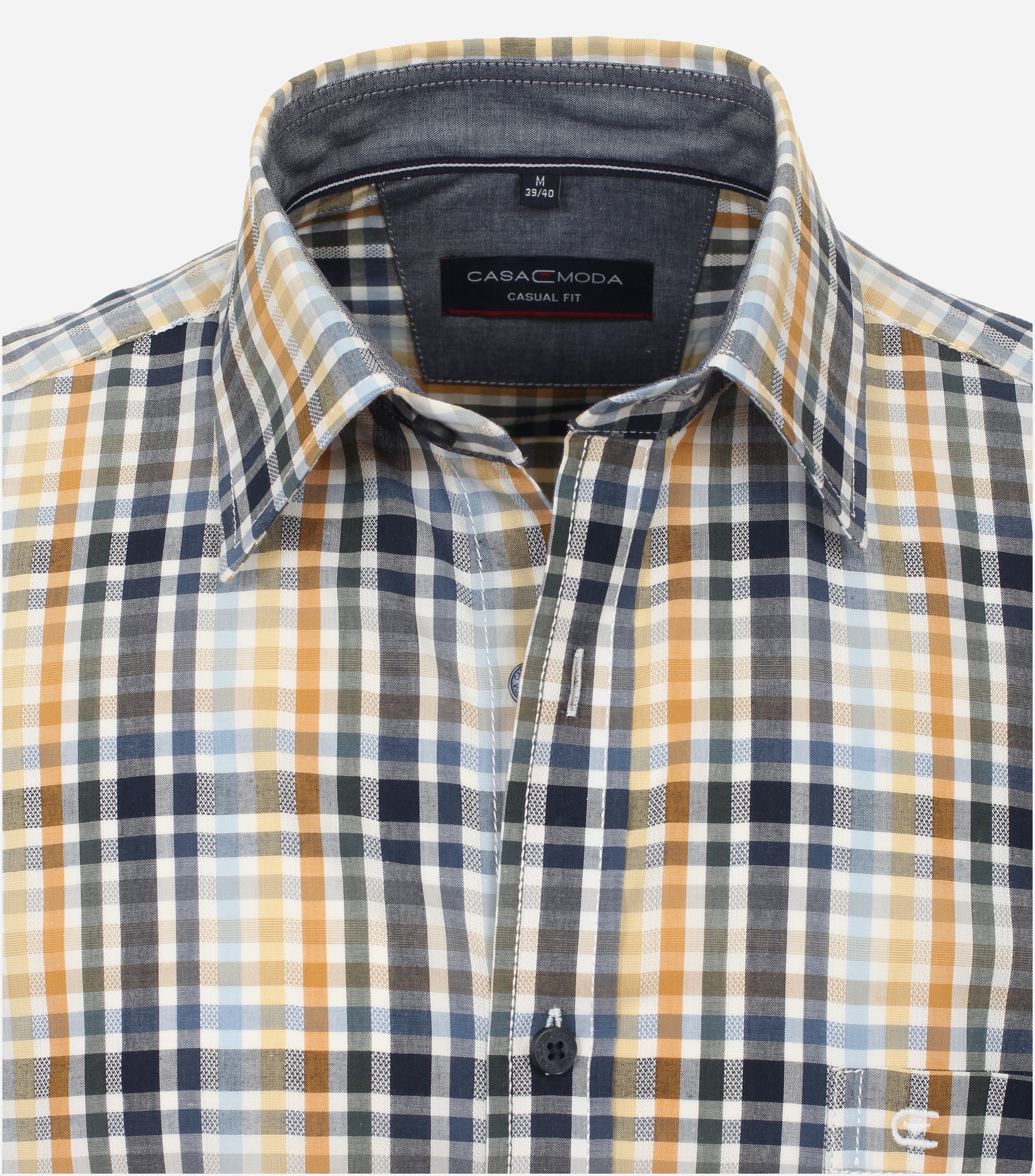 CASA MODA Sport casual fit overhemd, dobby, geel geruit