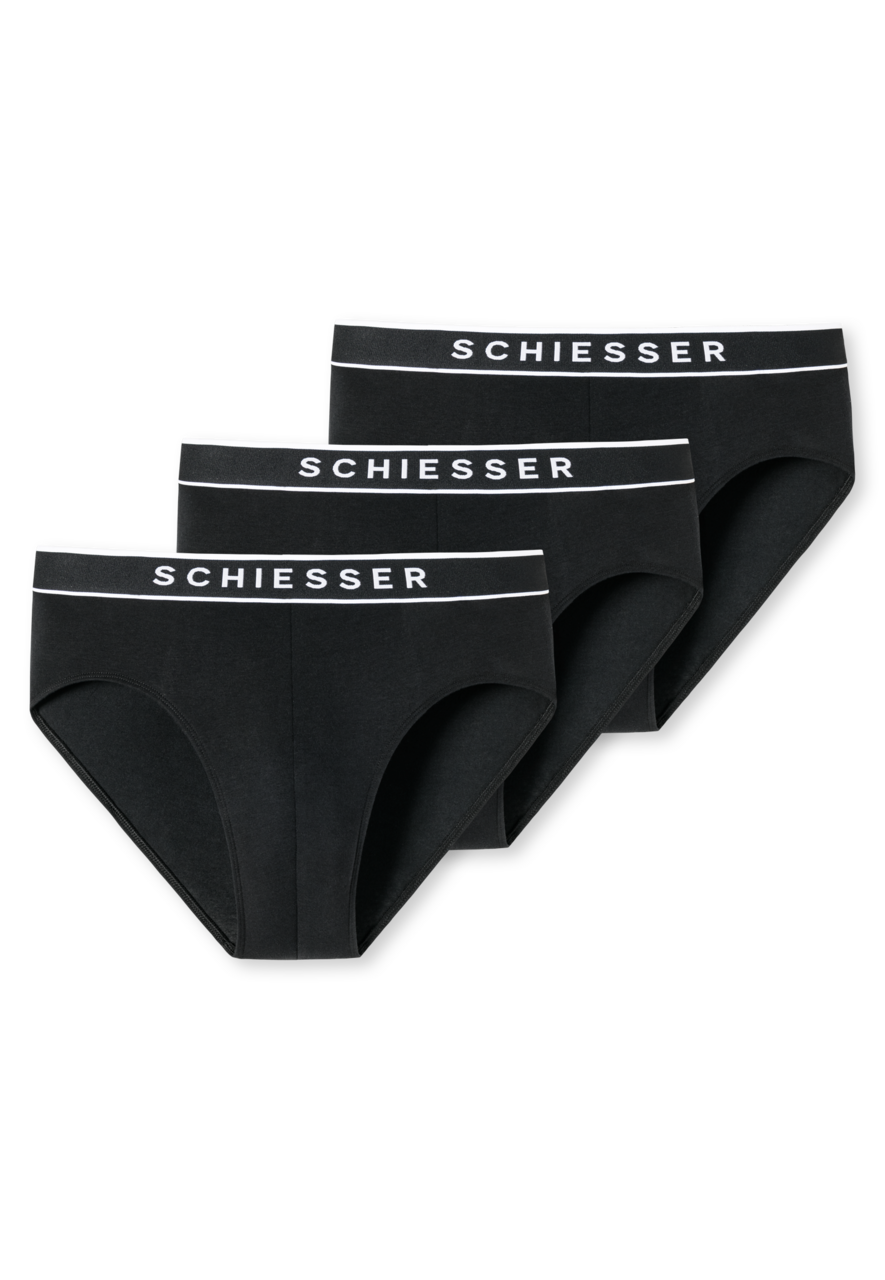 SCHIESSER 95/5 slip (3-pack), heren rioslip biologisch katoen geweven elastische tailleband zwart