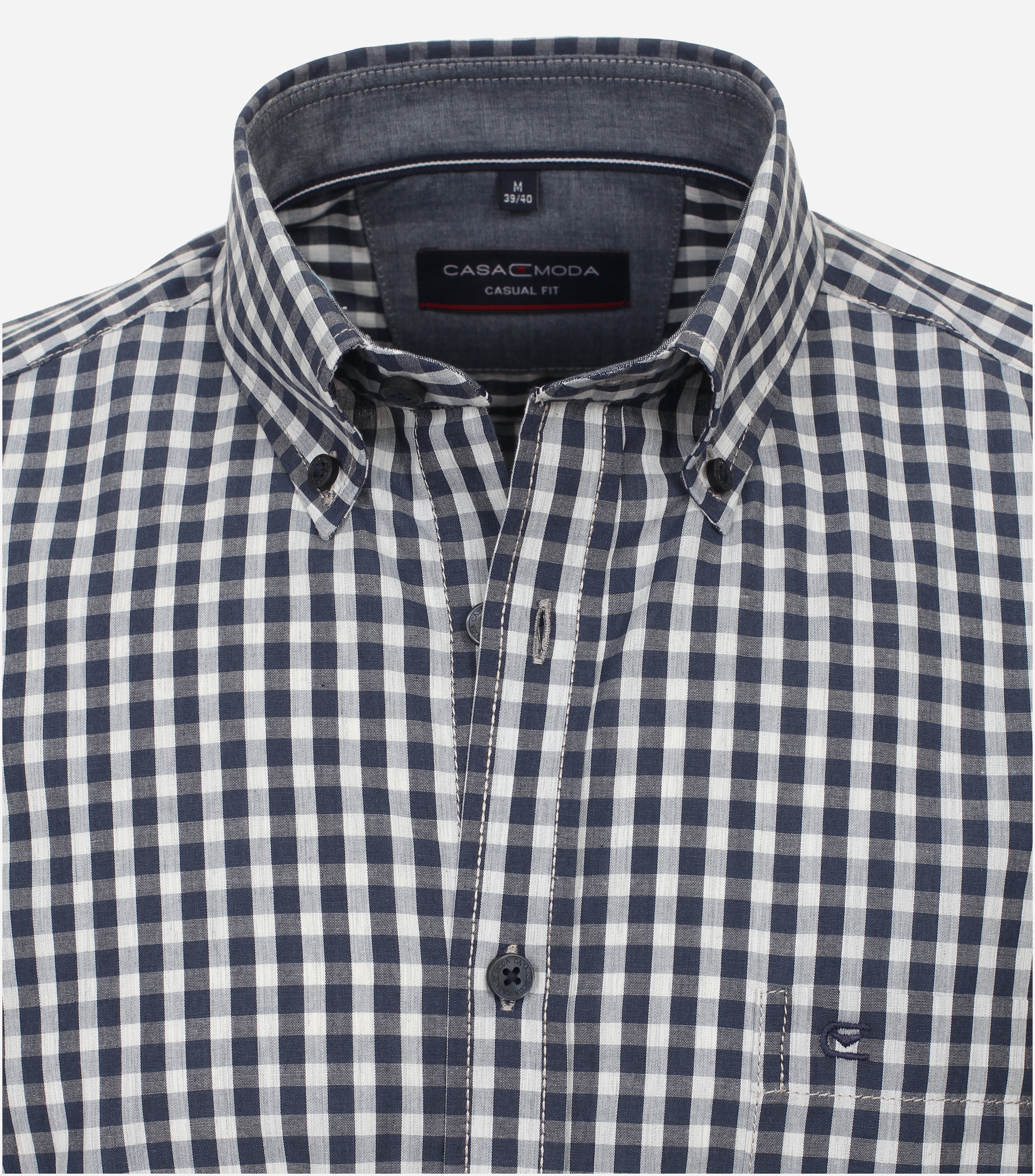CASA MODA Sport casual fit overhemd, structuur, blauw geruit