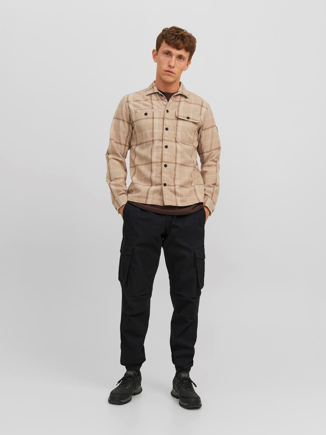 JACK & JONES Kane Noah Cuffed Cargo loose fit, heren cargo broek, zwart