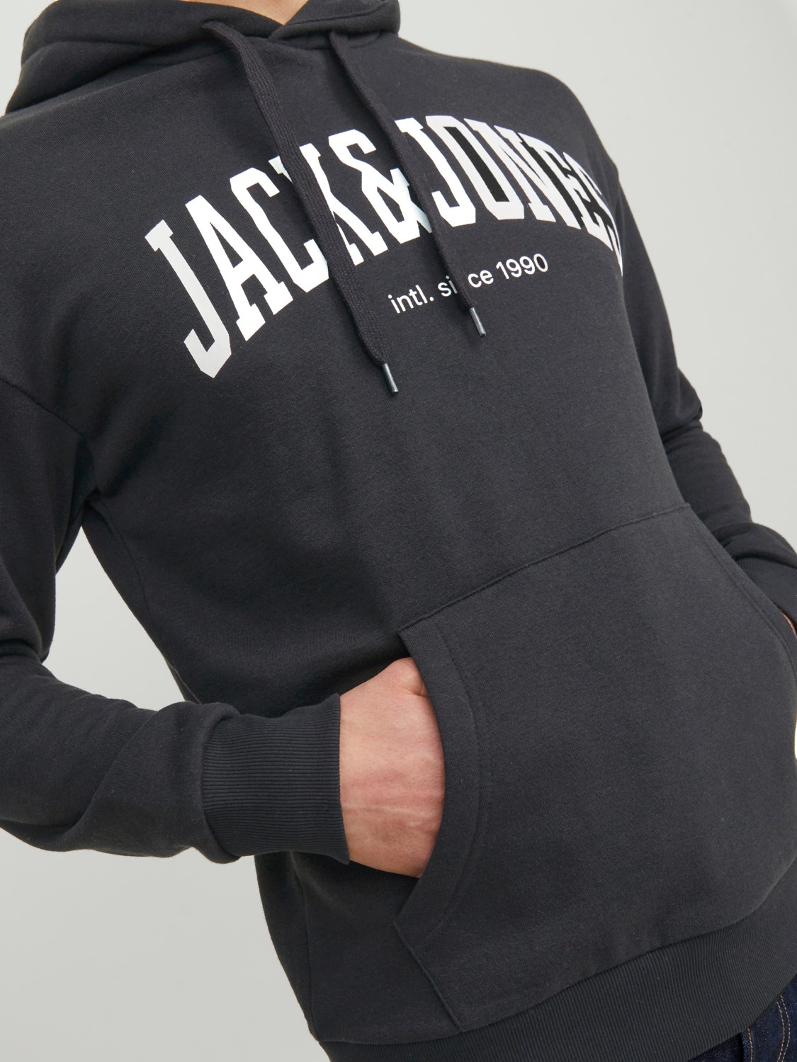 JACK & JONES Josh sweat hood regular fit, heren hoodie katoenmengsel met capuchon, zwart