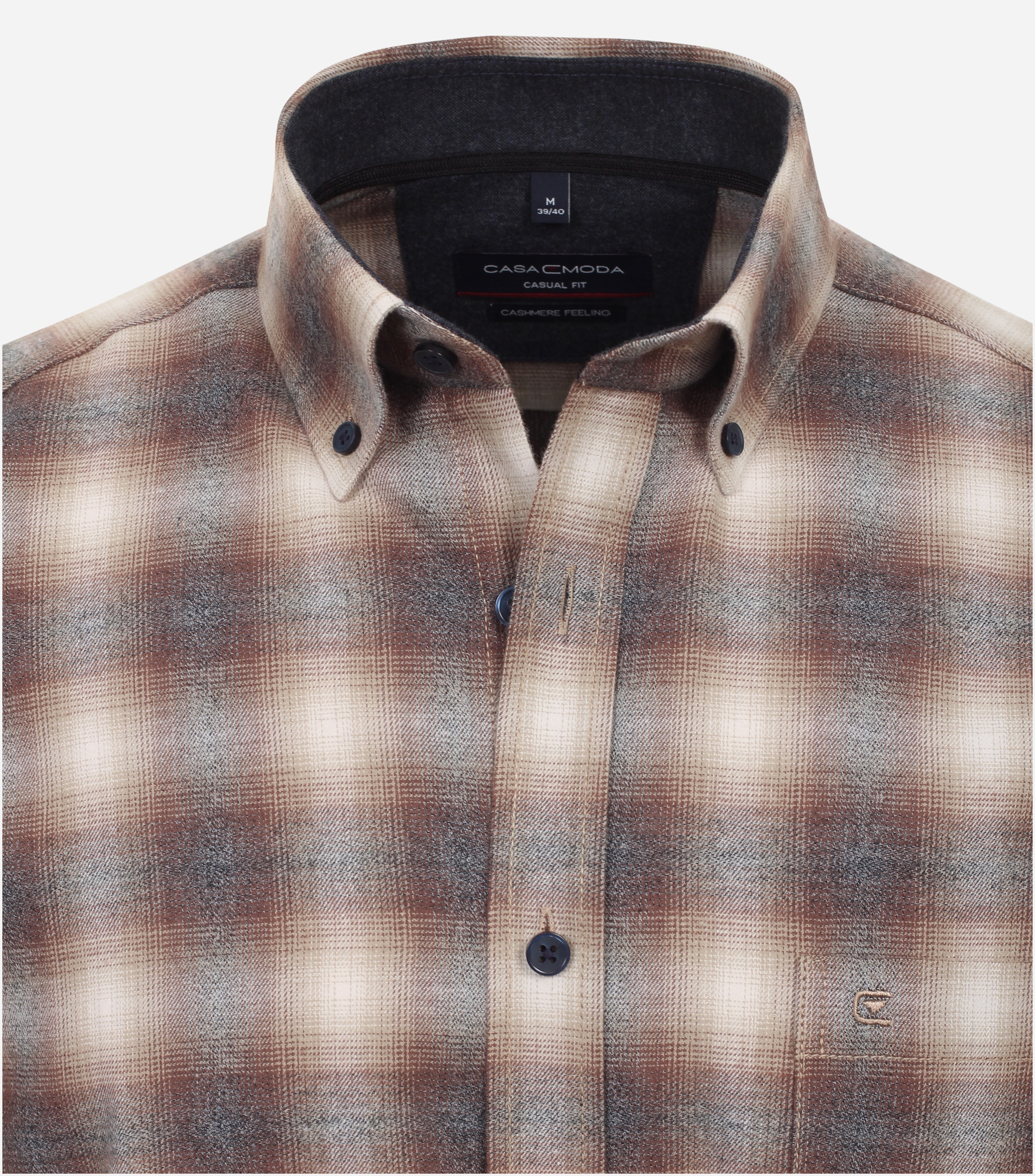 CASA MODA Sport casual fit overhemd, flanel, bruin geruit