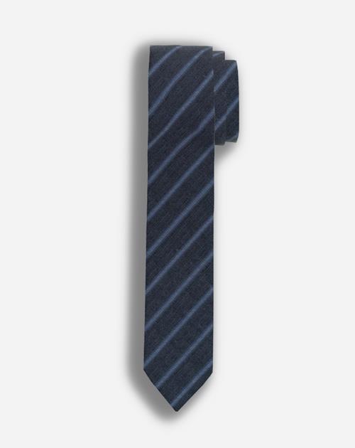 OLYMP extra smalle stropdas, marineblauw gestreept