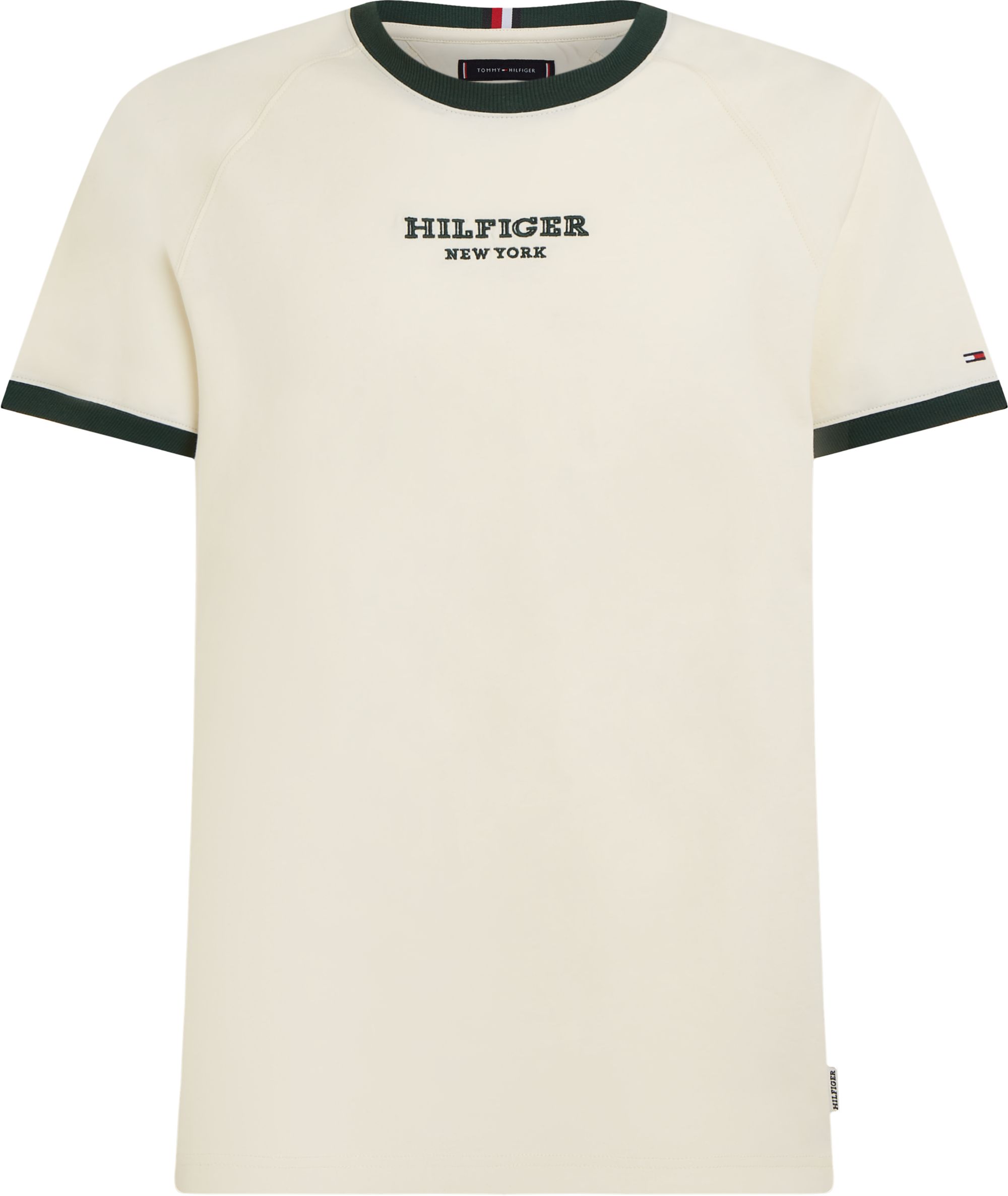 Tommy Hilfiger Monotype Ringer Tee, heren T-shirt korte mouw O-hals, beige