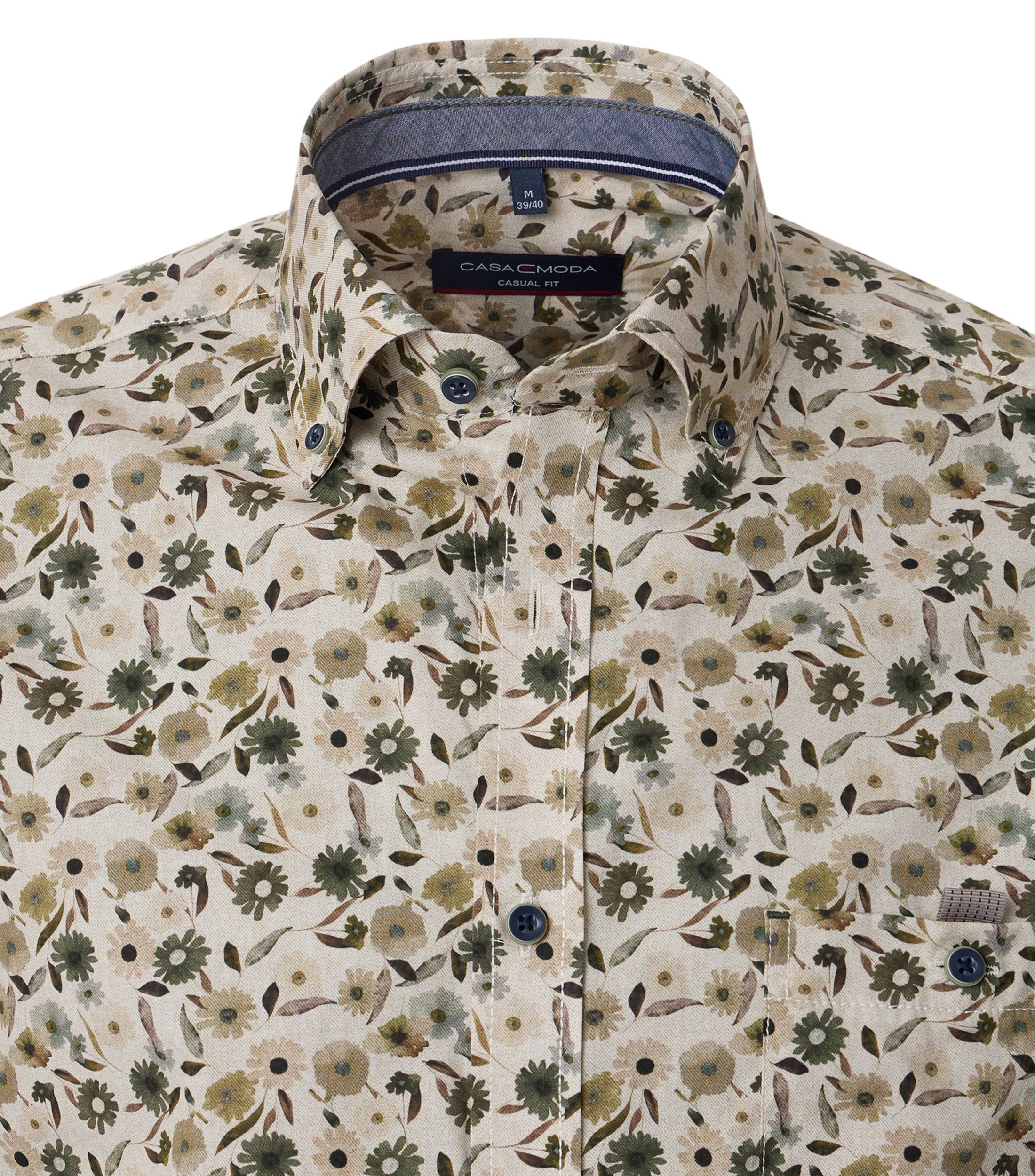 CASA MODA Sport casual fit overhemd, popeline, beige dessin - 444310200-600