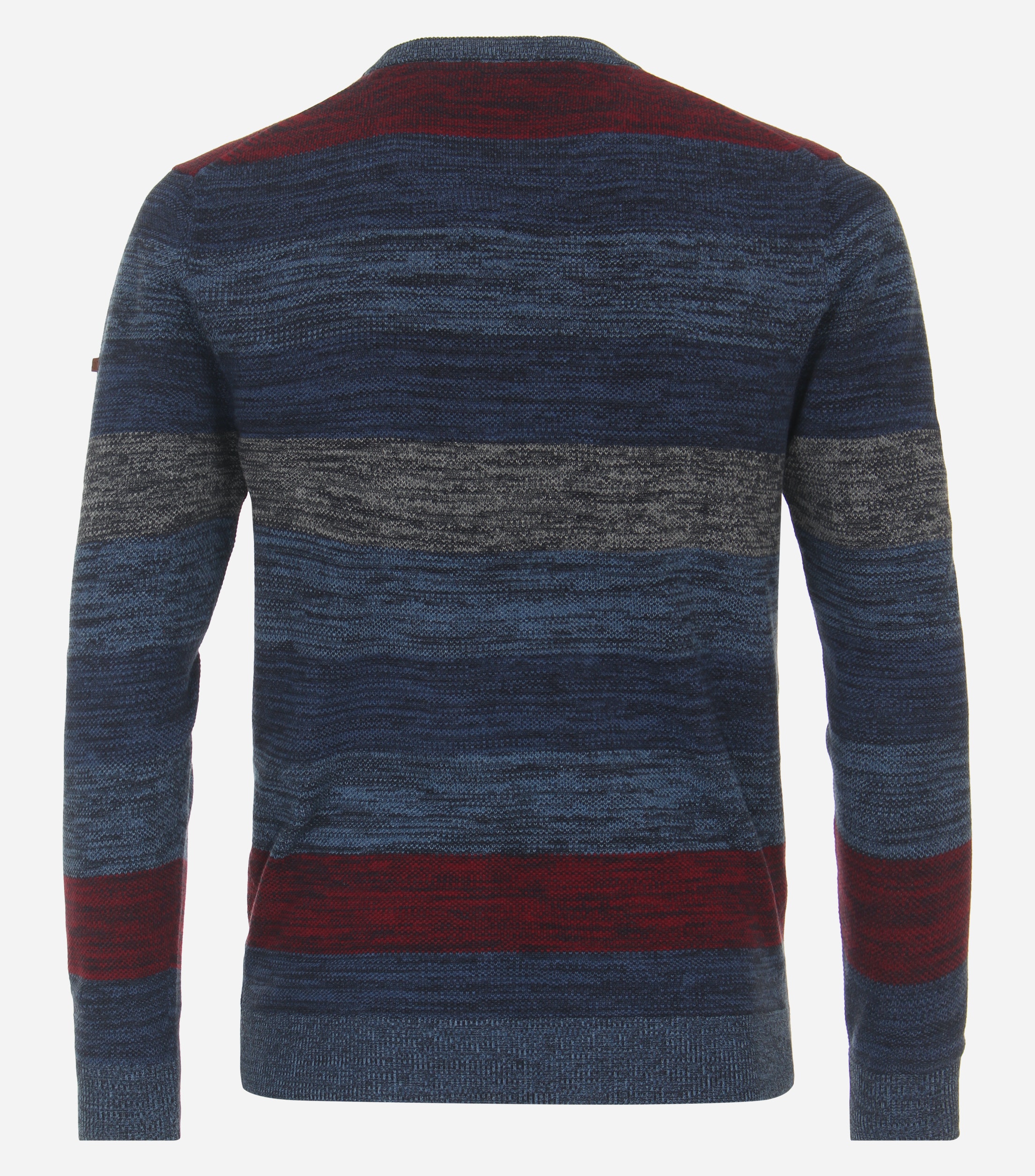 Redmond heren trui katoen, O-hals, blauw dessin (middeldik)
