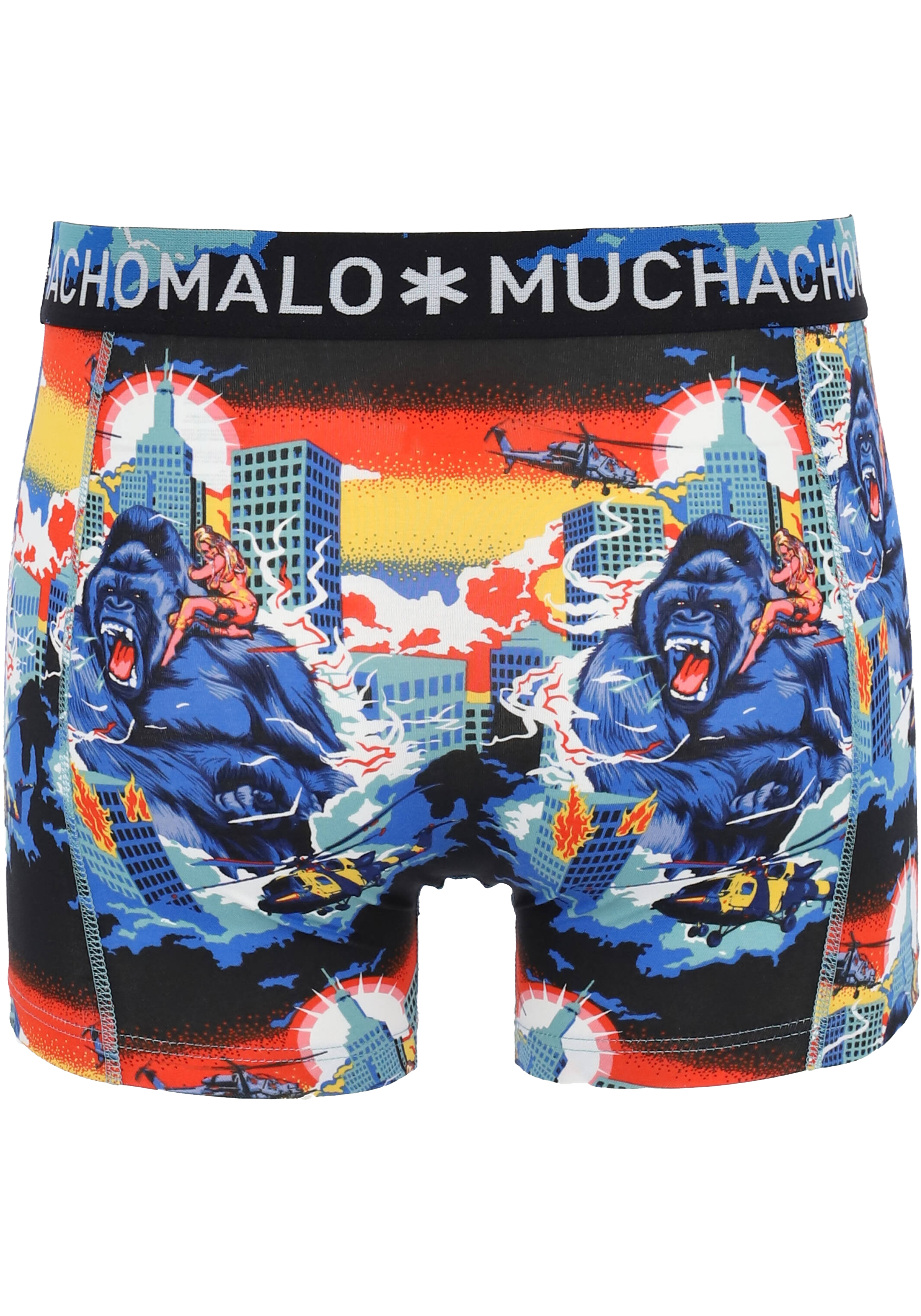 Muchachomalo heren boxershorts (4-pack), shorts King Kong Cuban Link, print, blauw, zwart