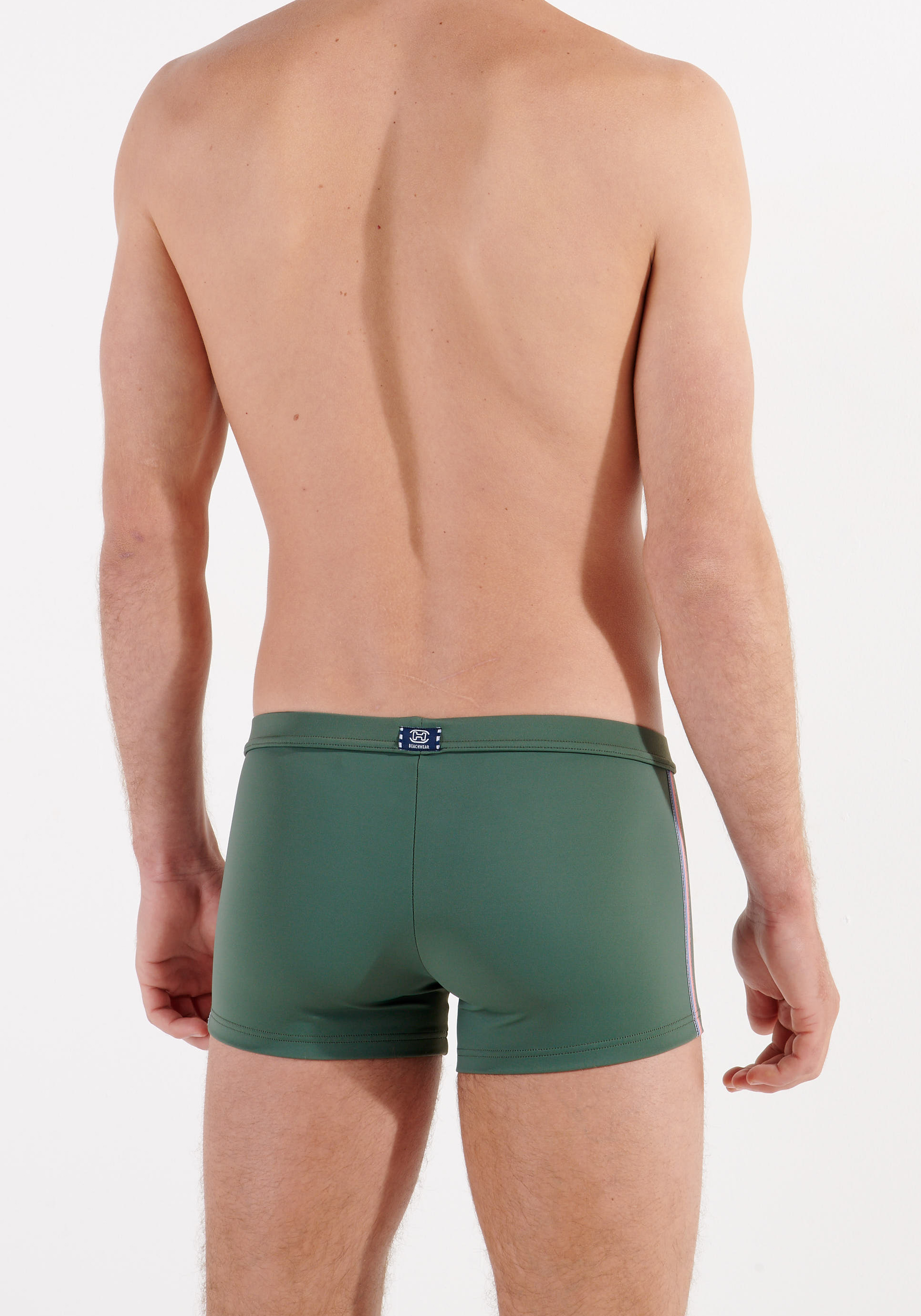 HOM Nautical cup swim shorts, heren zwembroek, kaki groen