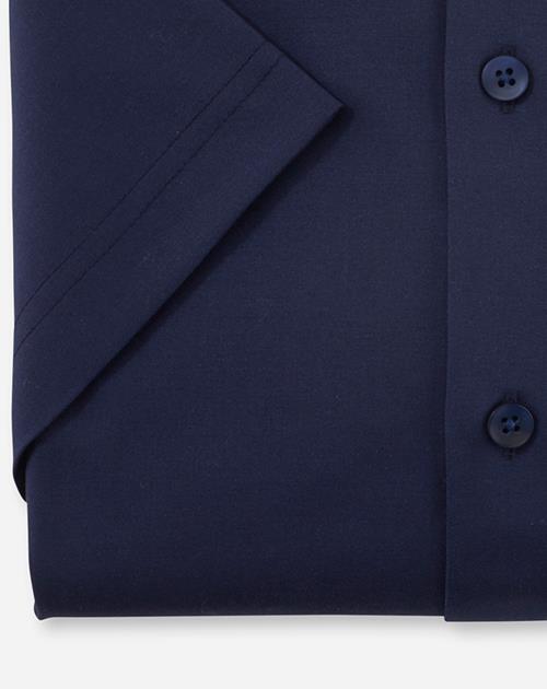 OLYMP Luxor 24/7 modern fit overhemd, korte mouw, structuur, marineblauw