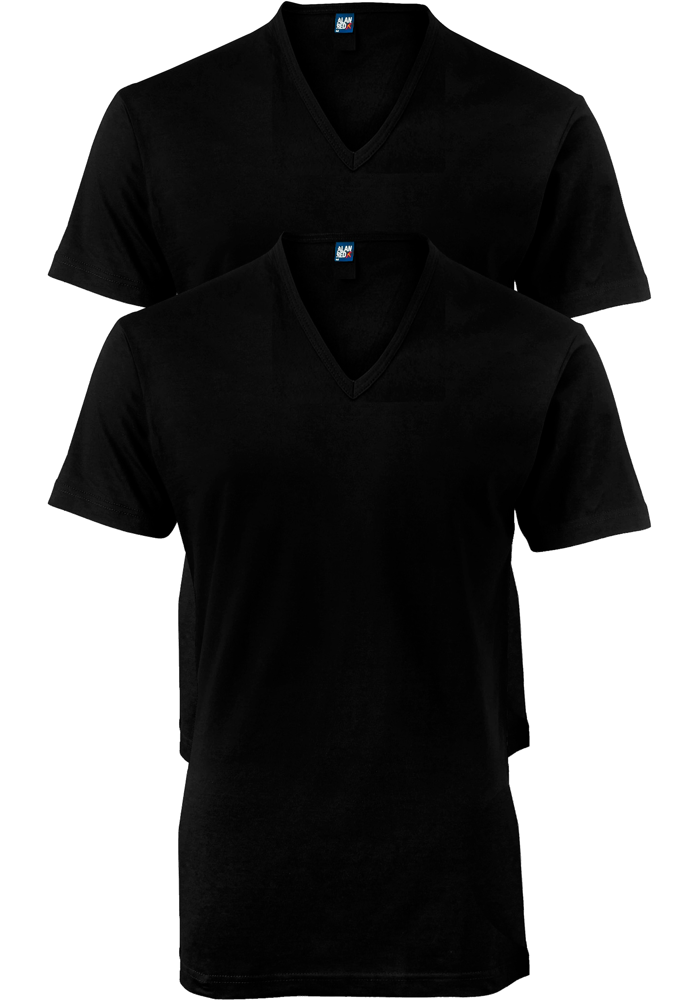ALAN RED T-shirts no neck (2-pack), diepe V-hals, zwart