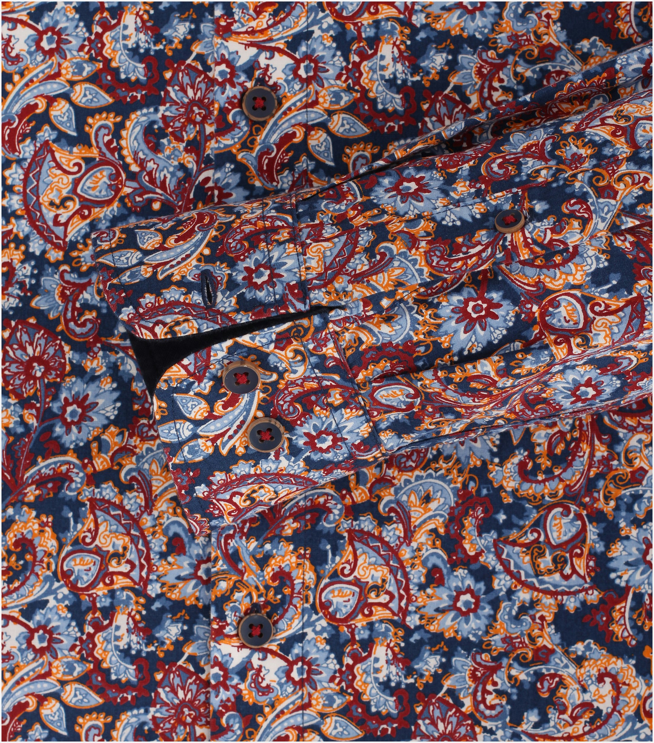 Redmond modern fit overhemd, popeline, rood dessin