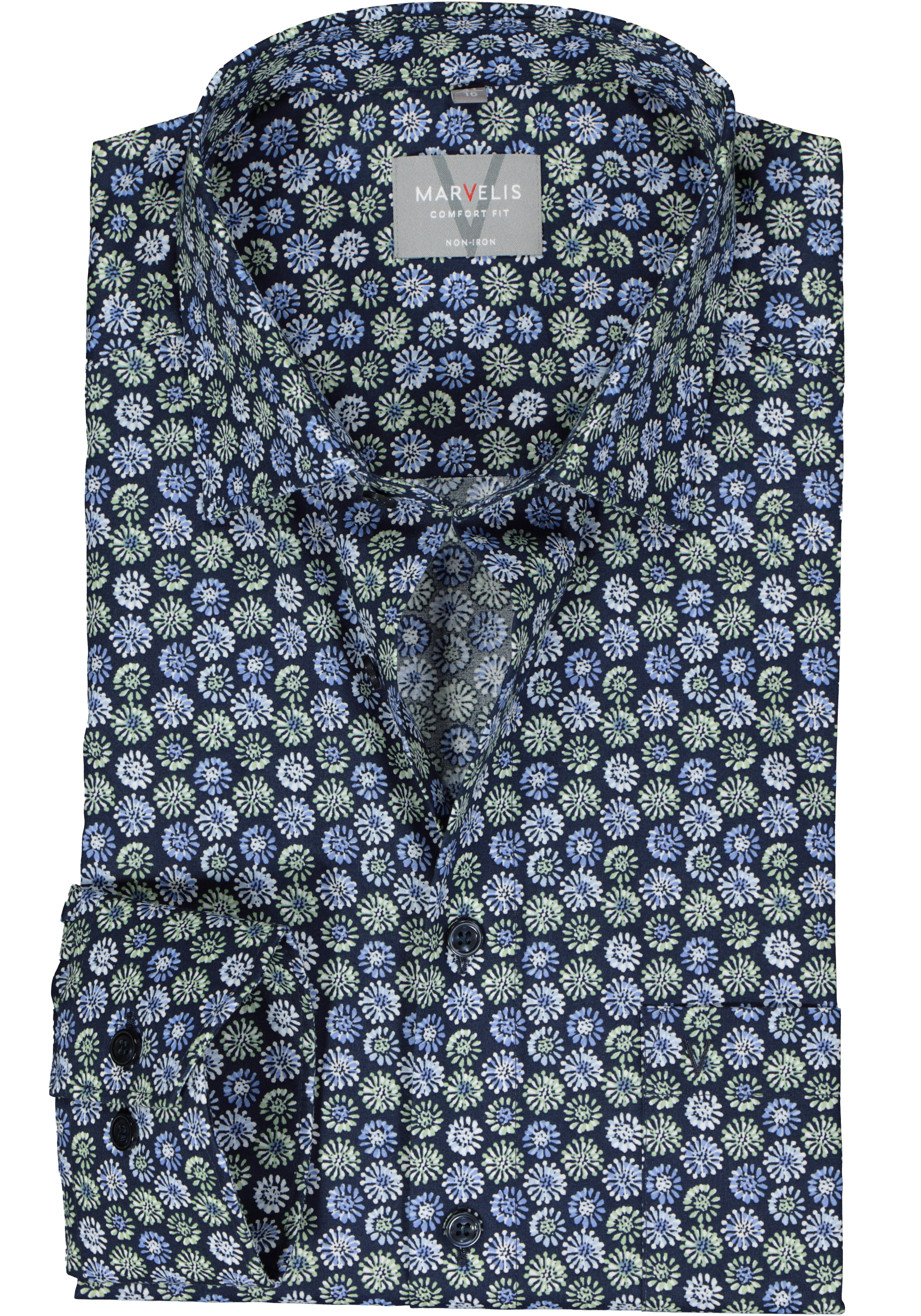 MARVELIS Comfort Fit overhemd met lange mouwen, effen popeline, effen puur katoen, Wit 00, 45