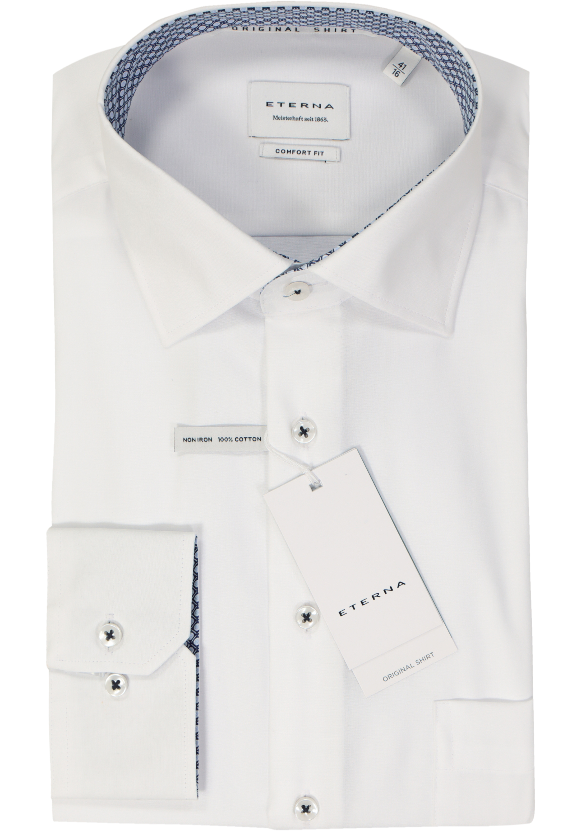 ETERNA comfort fit overhemd, popeline, wit