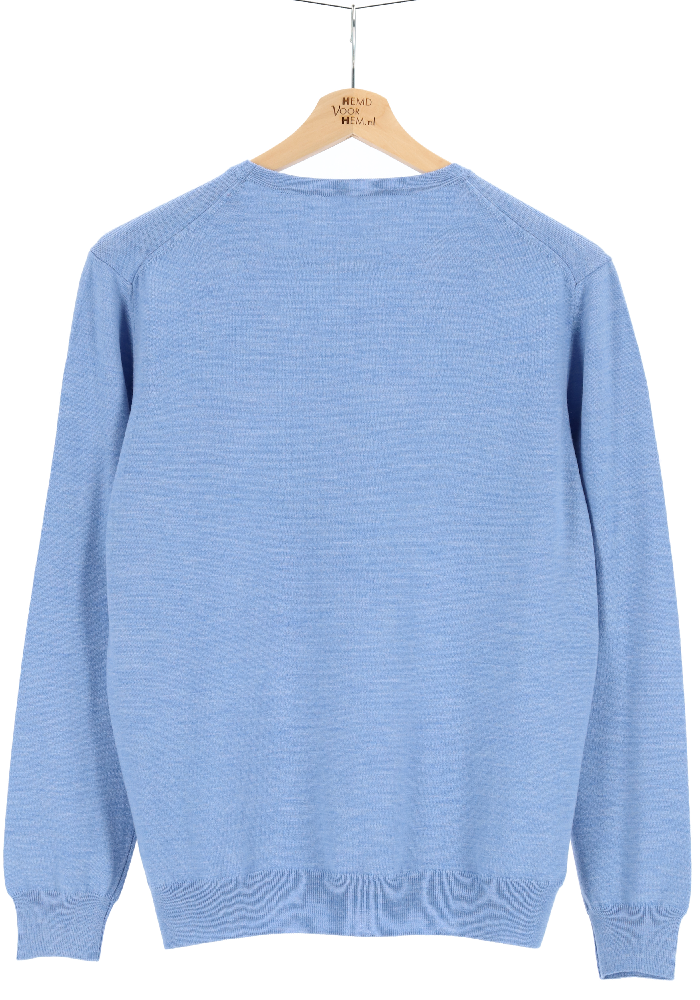 OLYMP modern fit trui wol, O-hals, lichtblauw