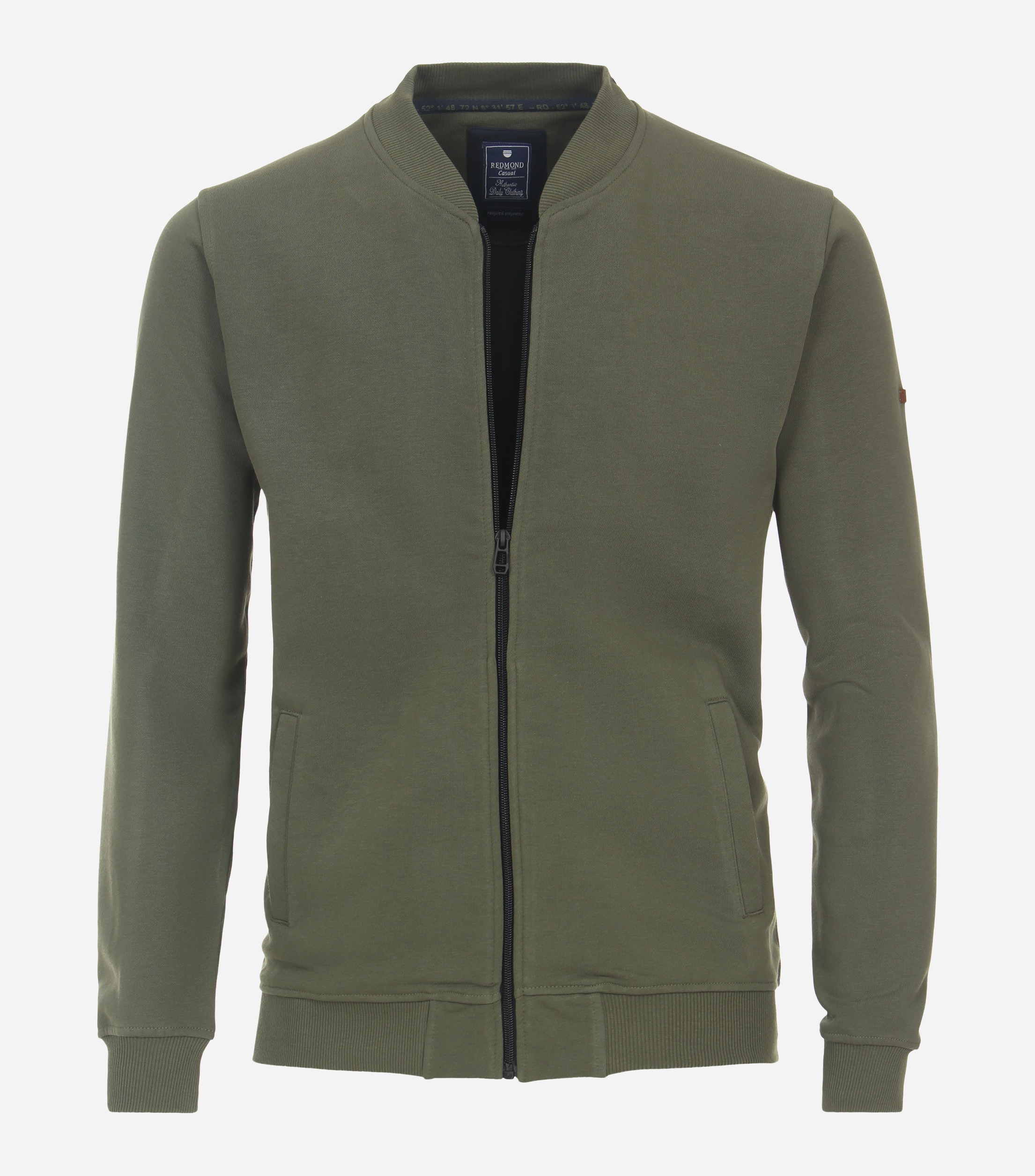Redmond heren sweatvest katoenmengsel, opstaande kraag, groen (middeldik)