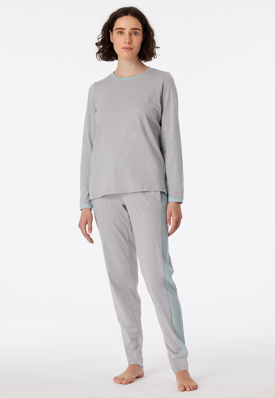 SCHIESSER Casual Nightwear pyjamaset, dames pyjama lang melange biokatoen