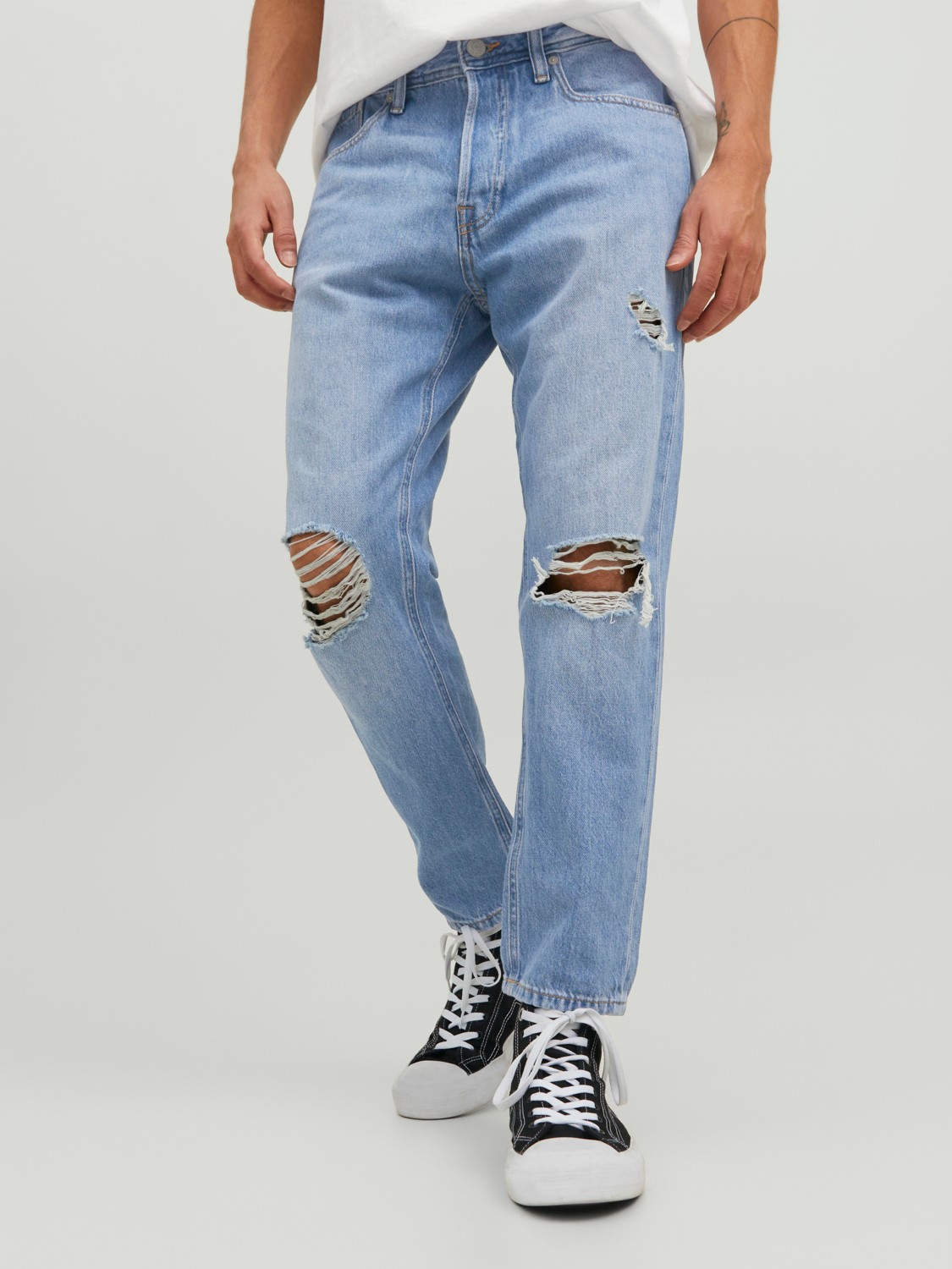 JACK & JONES Frank Original Cropped loose fit, heren jeans, denimblauw