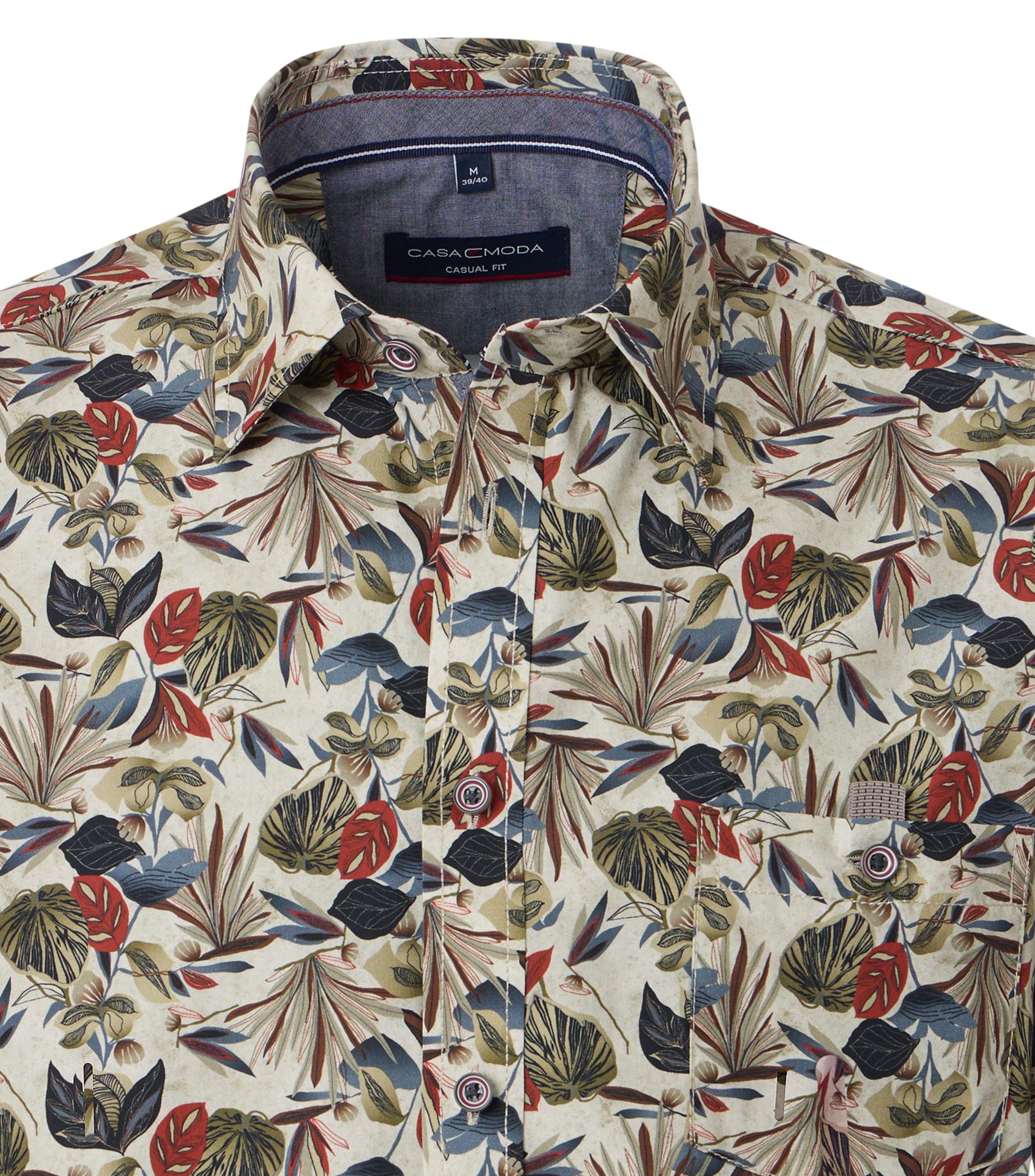 CASA MODA Sport casual fit overhemd, popeline, beige dessin - 444311100-600