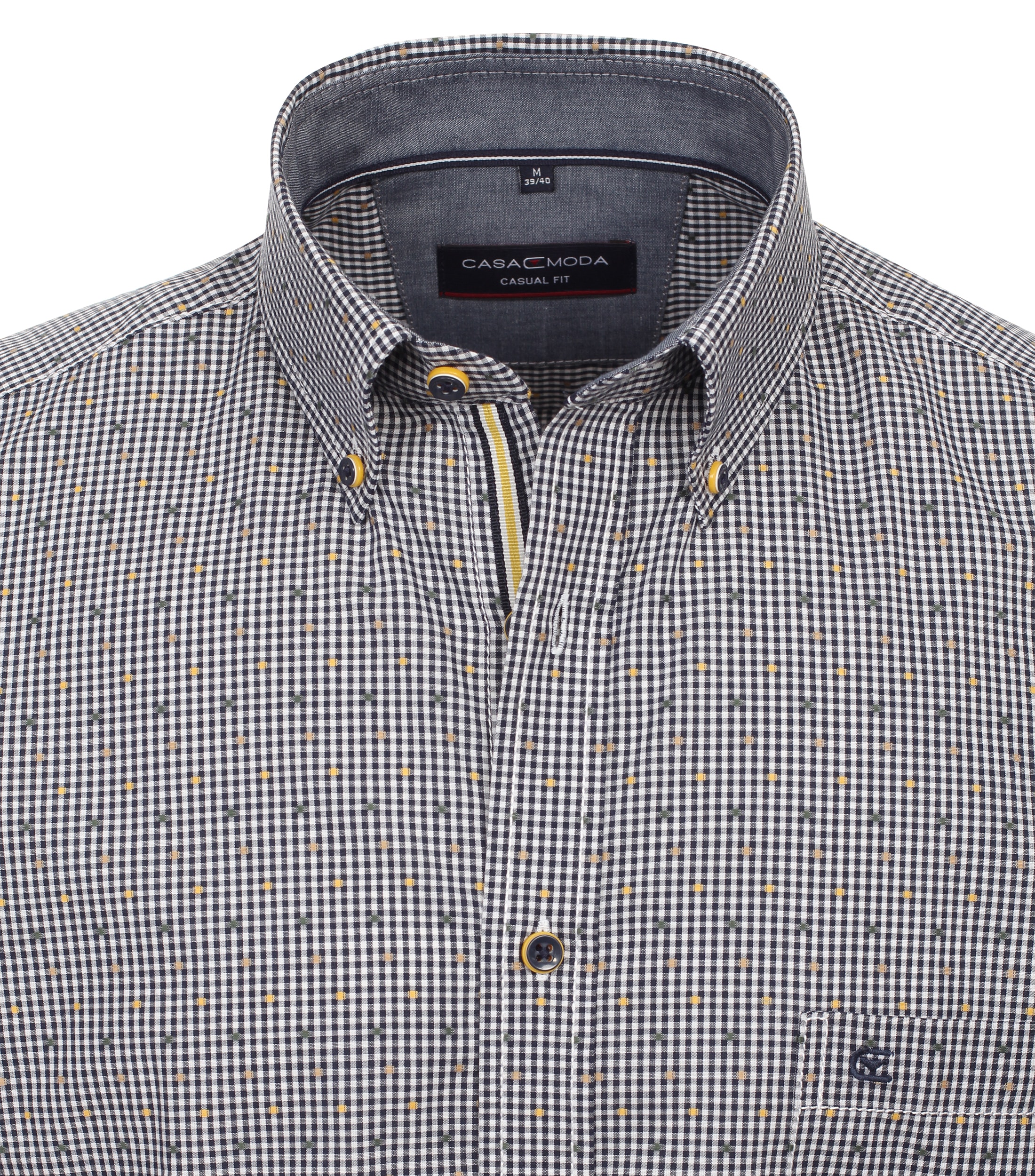 CASA MODA Sport casual fit overhemd, korte mouw, fil a fil, blauw geruit - 944268300-101