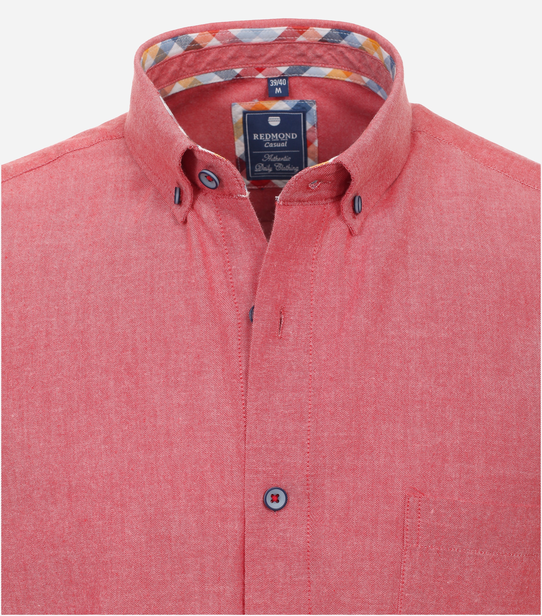 Redmond modern fit overhemd, korte mouw, popeline, rood