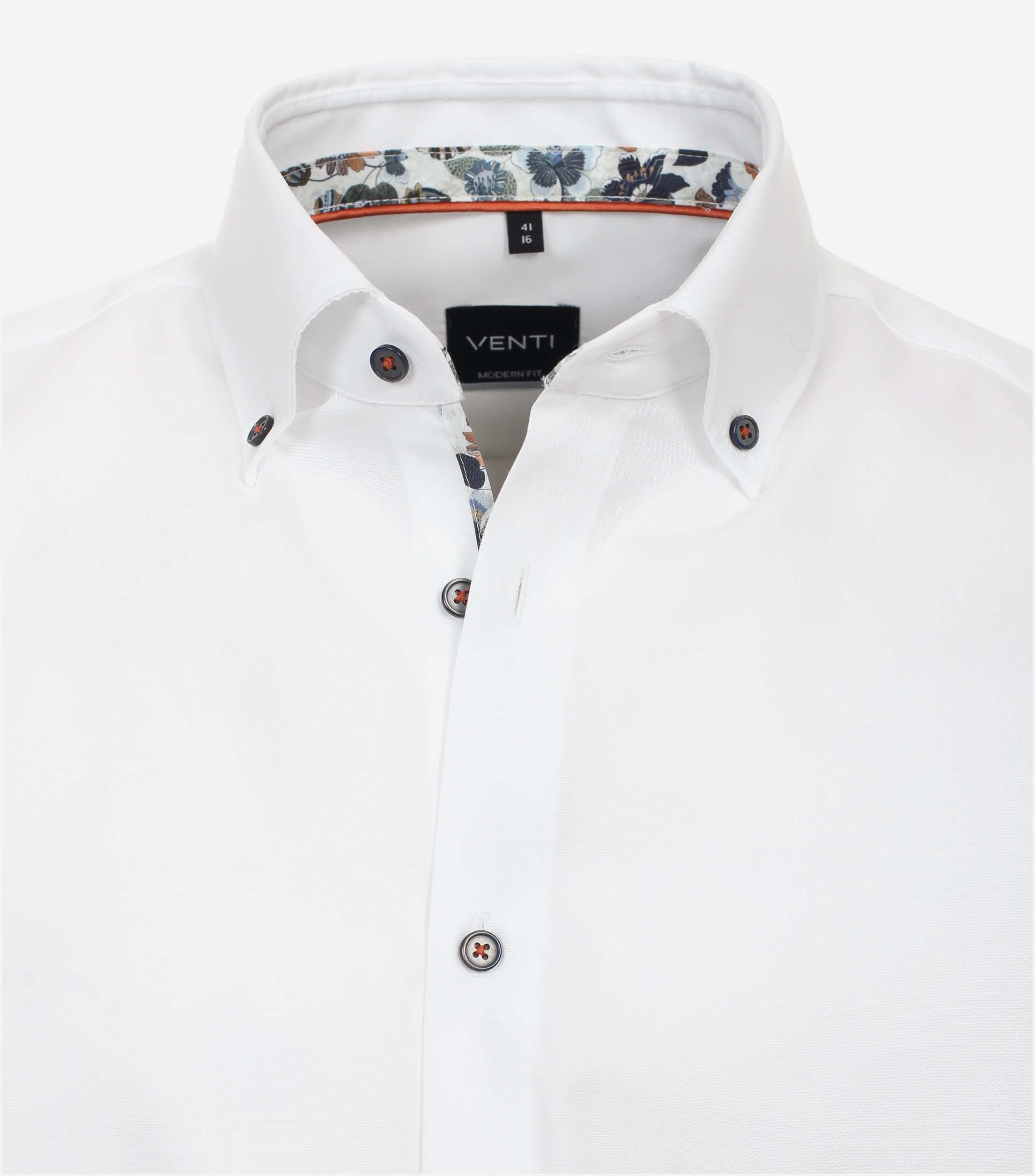 VENTI modern fit overhemd, korte mouw, popeline, wit