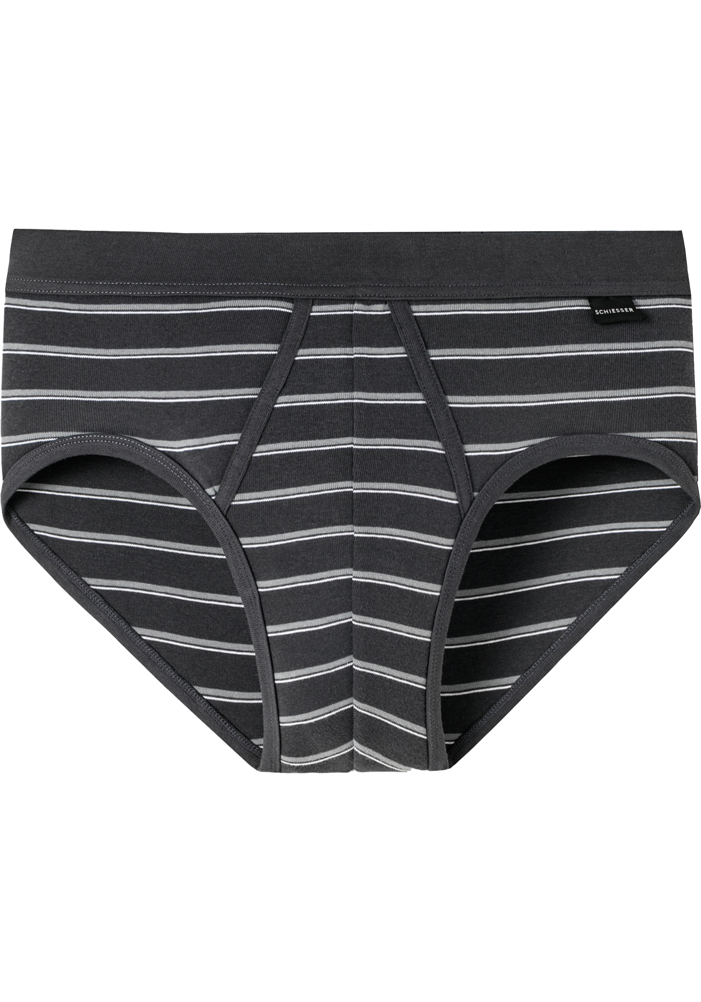 SCHIESSER Original Classics sportslips (2-pack), Feinripp met gulp, antraciet gestreept           