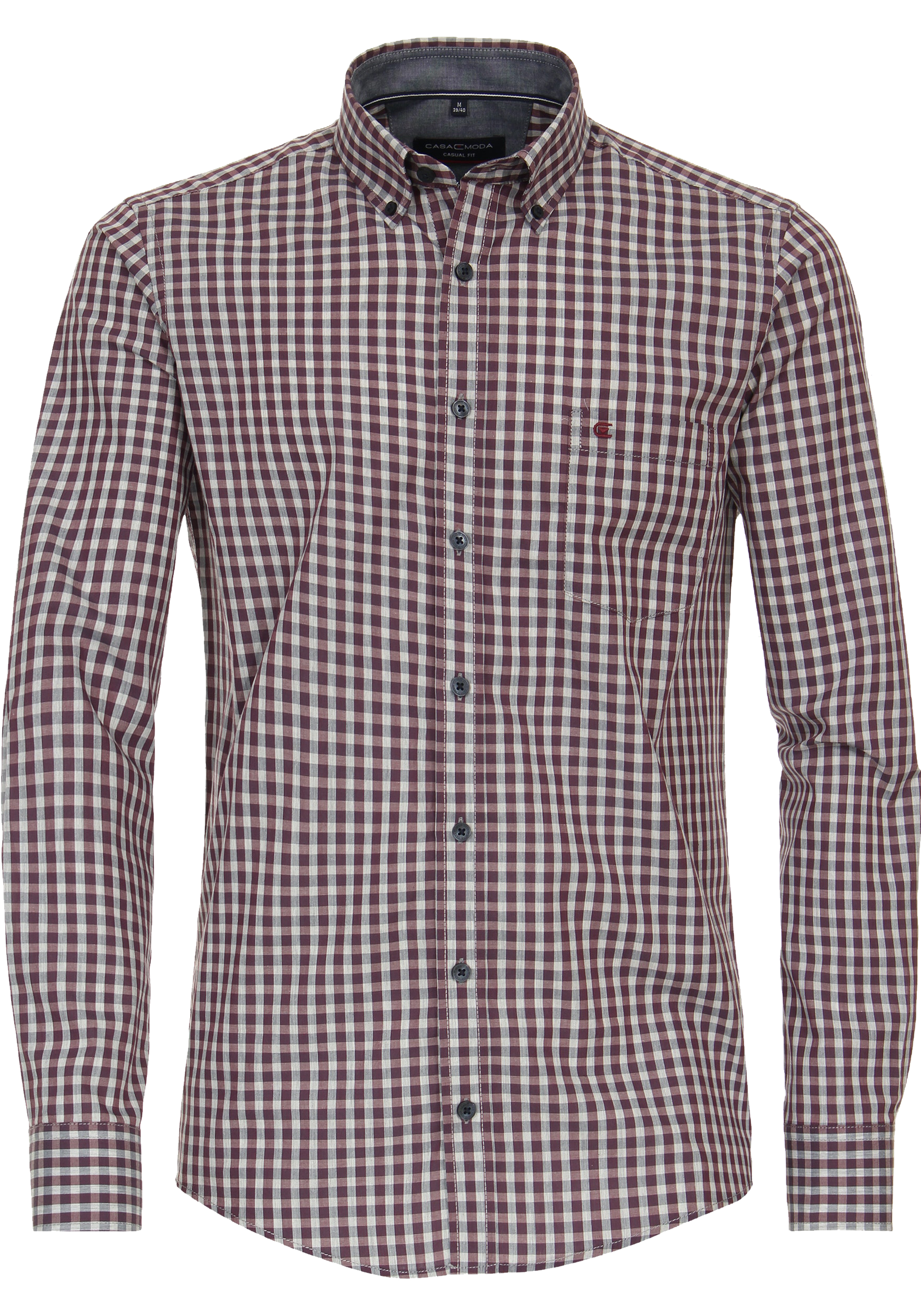 CASA MODA Sport casual fit overhemd, structuur, rood geruit