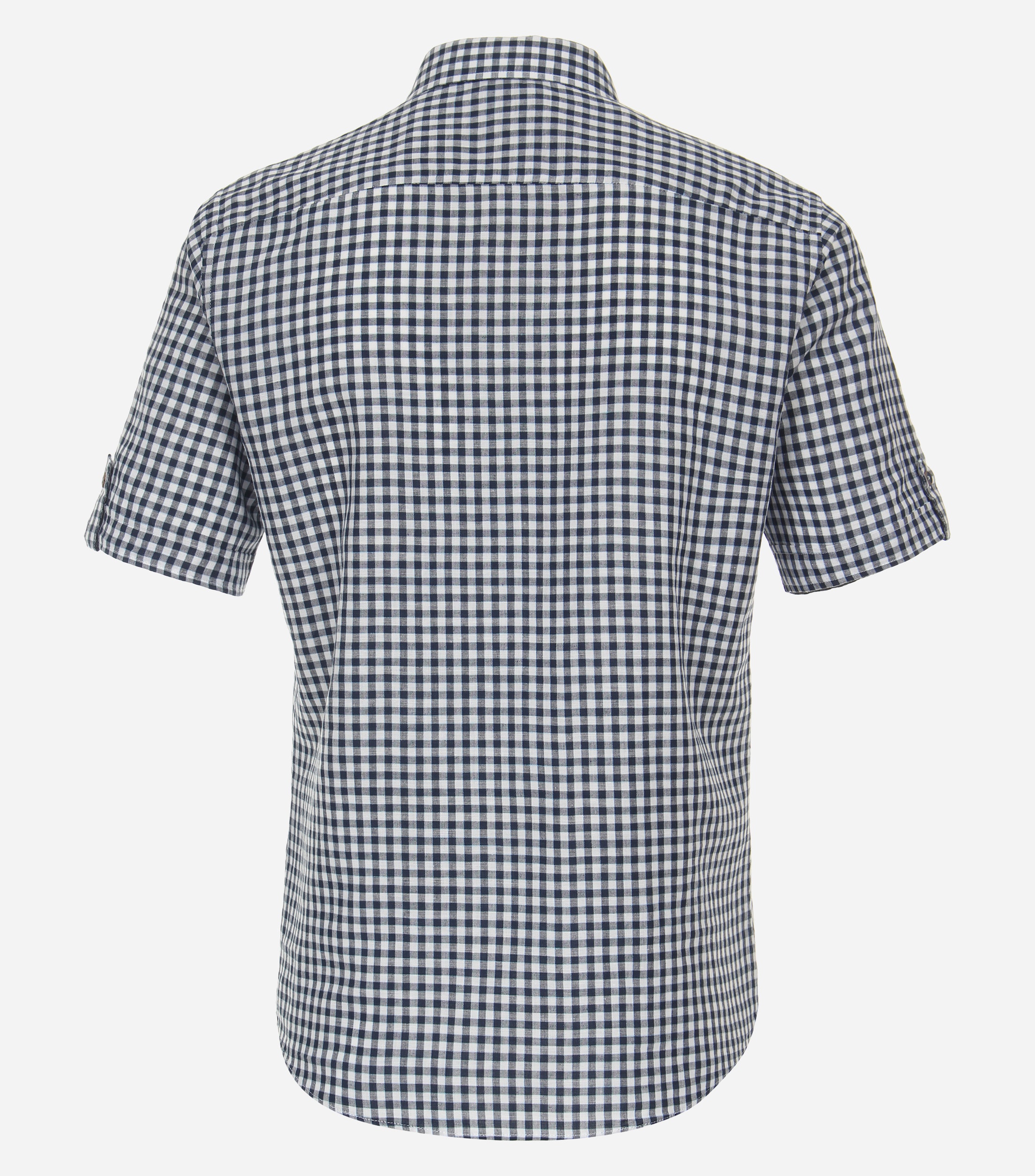 Redmond modern fit overhemd, korte mouw, popeline, blauw geruit