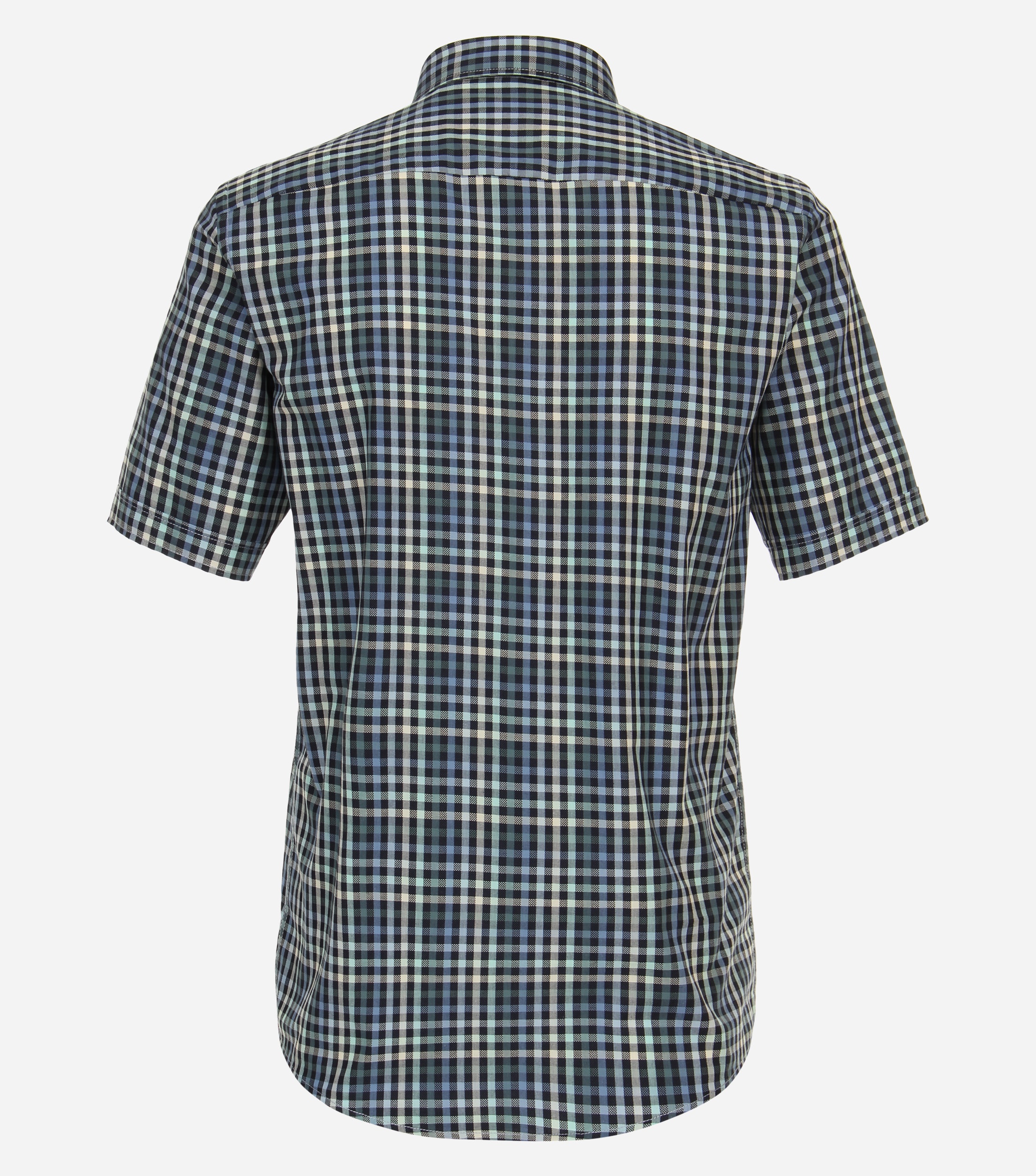 CASA MODA Sport casual fit overhemd, korte mouw, dobby, blauw geruit