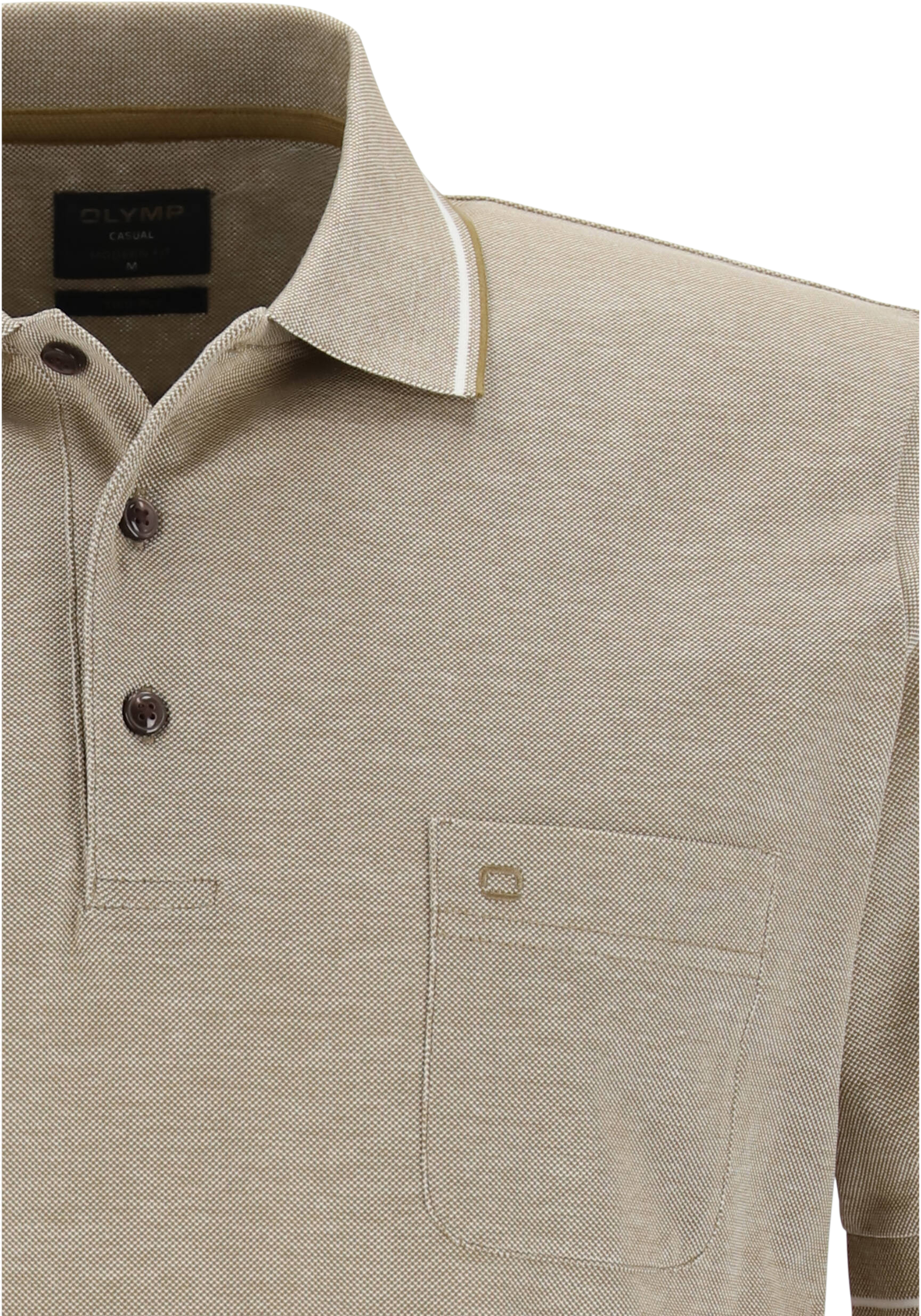 OLYMP Polo Casual, modern fit polo, olijfgroen melange
