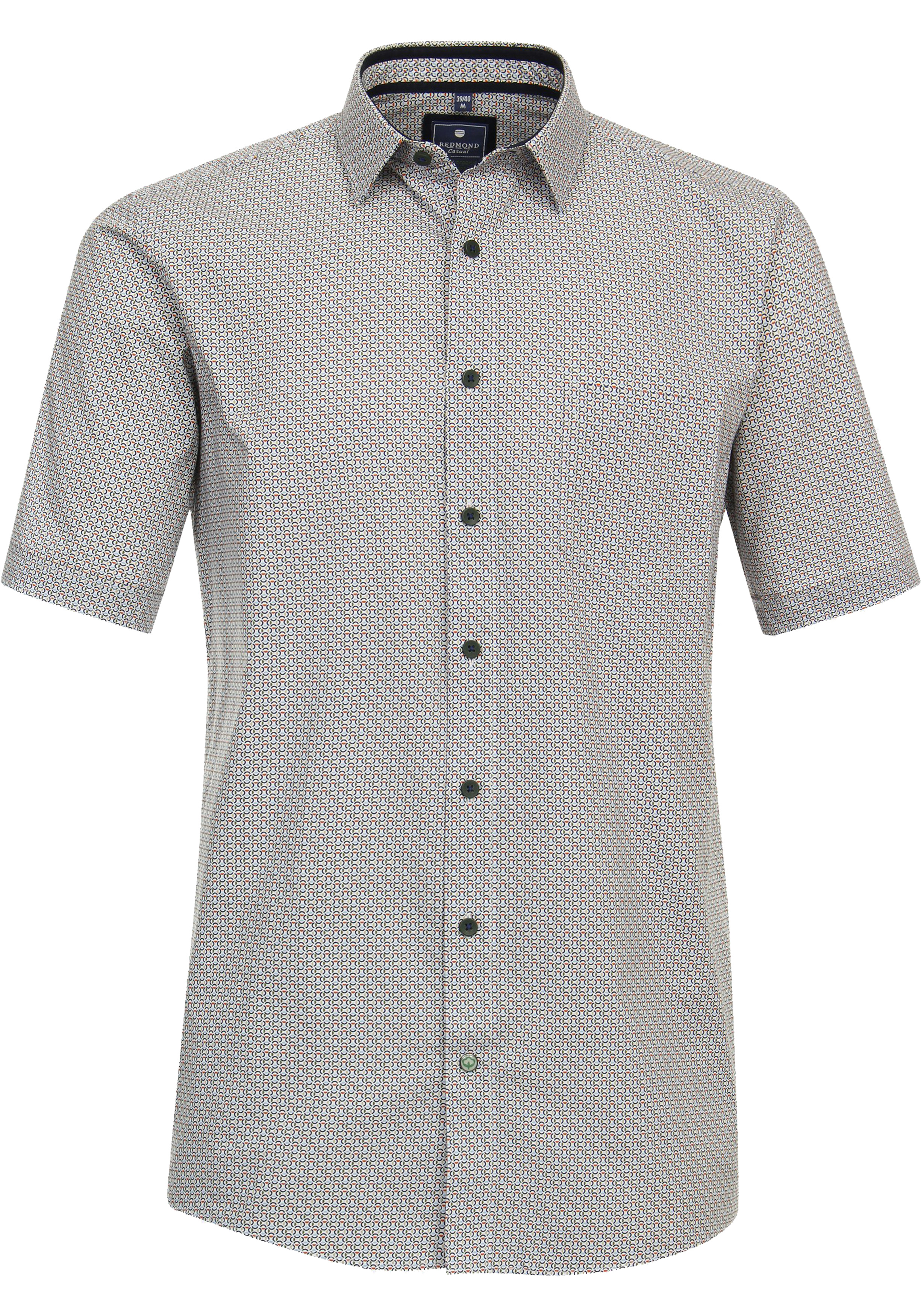 Redmond comfort fit overhemd, korte mouw, popeline, blauw dessin