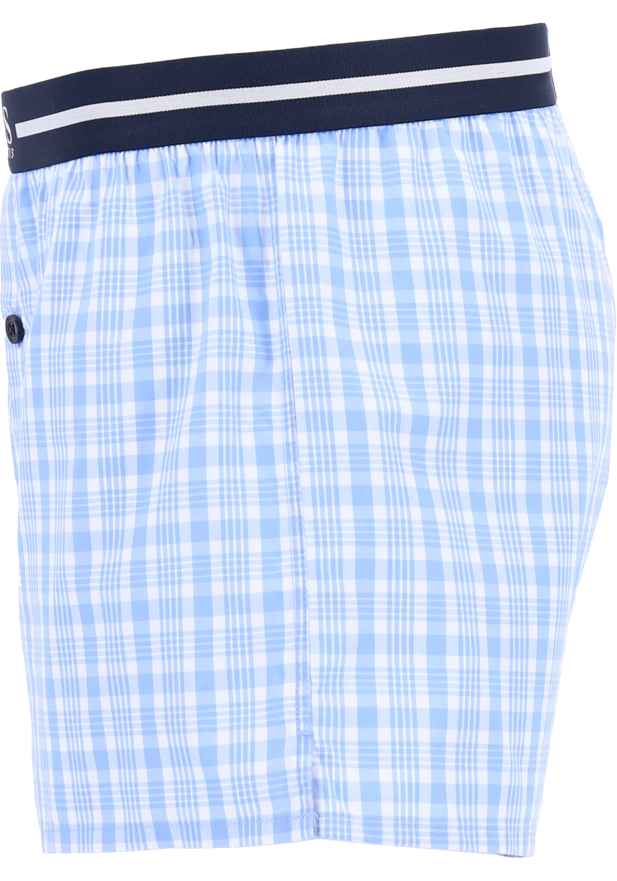 HUGO BOSS boxershorts woven (2-pack), heren boxers wijd model, lichtblauw met wit geruit en gestreept