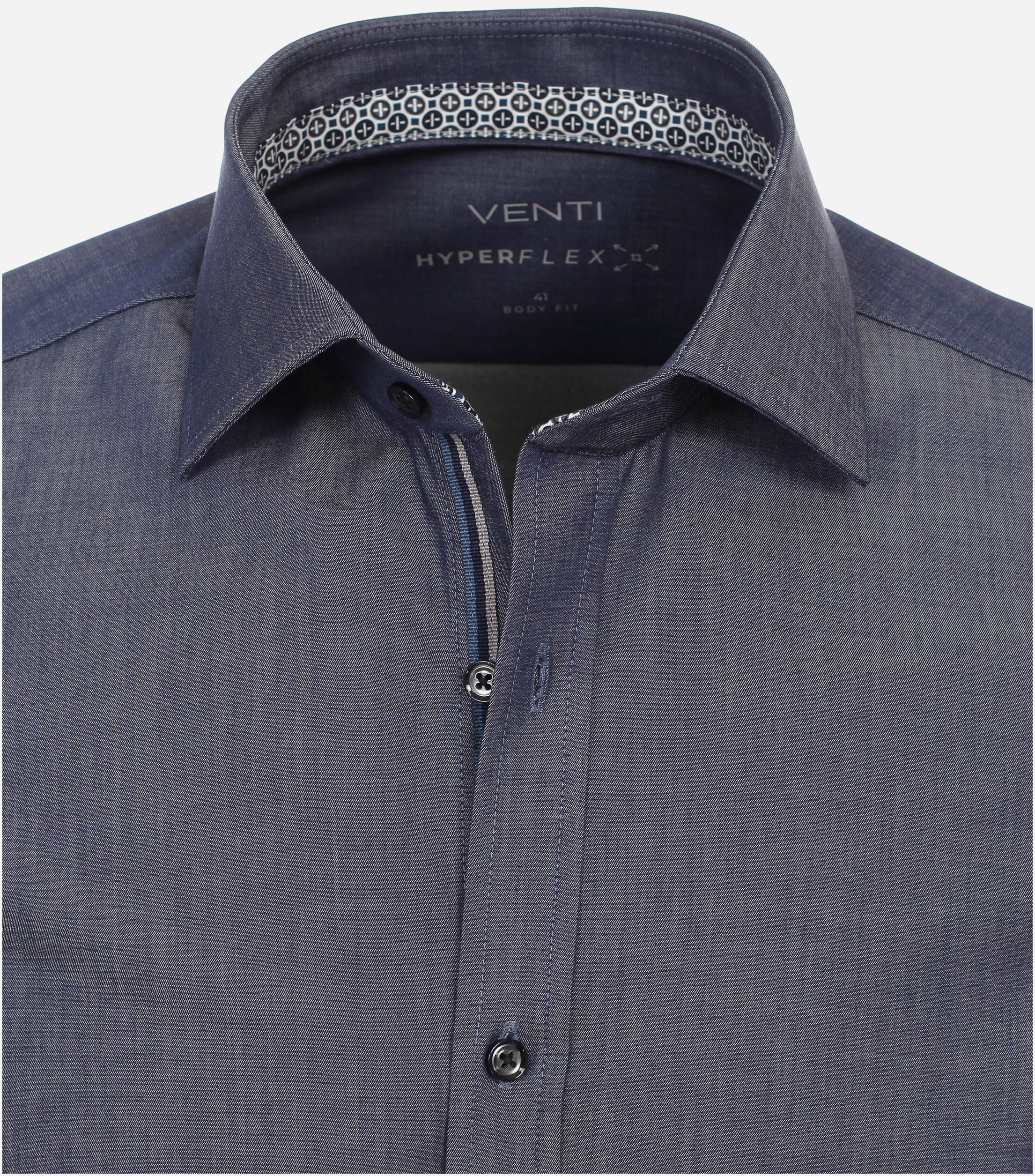 VENTI body fit overhemd, twill, blauw