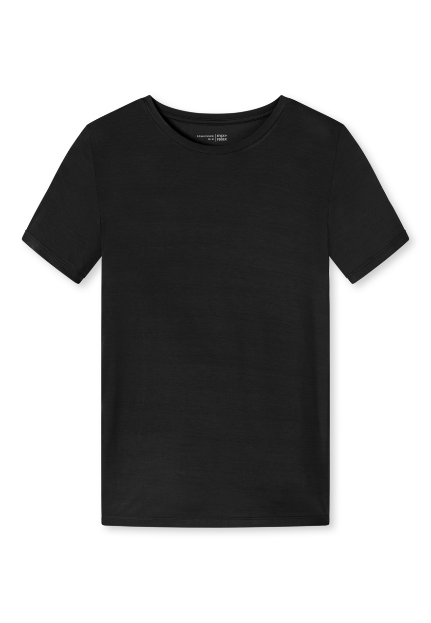 SCHIESSER Mix+Relax T-shirt, dames shirt korte mouwen modal zwart