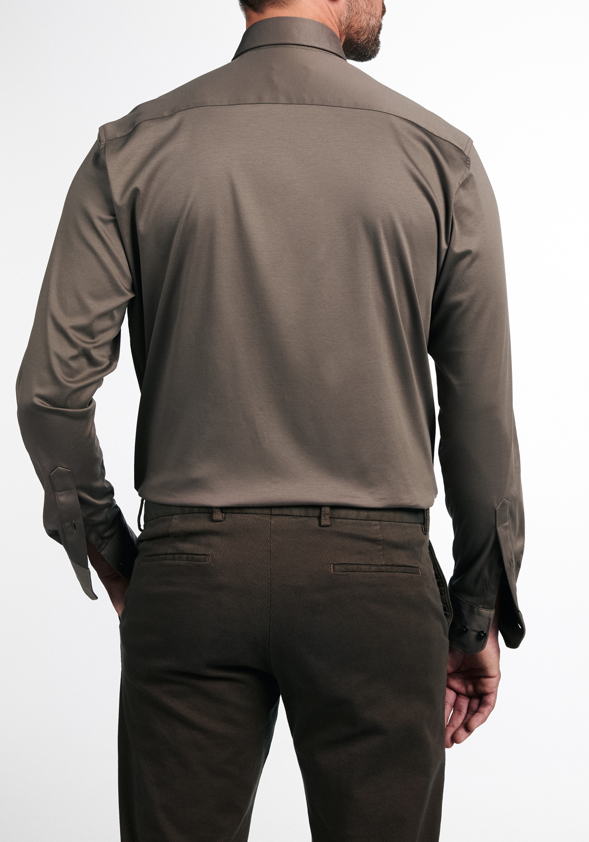 ETERNA modern fit overhemd, jersey, taupe
